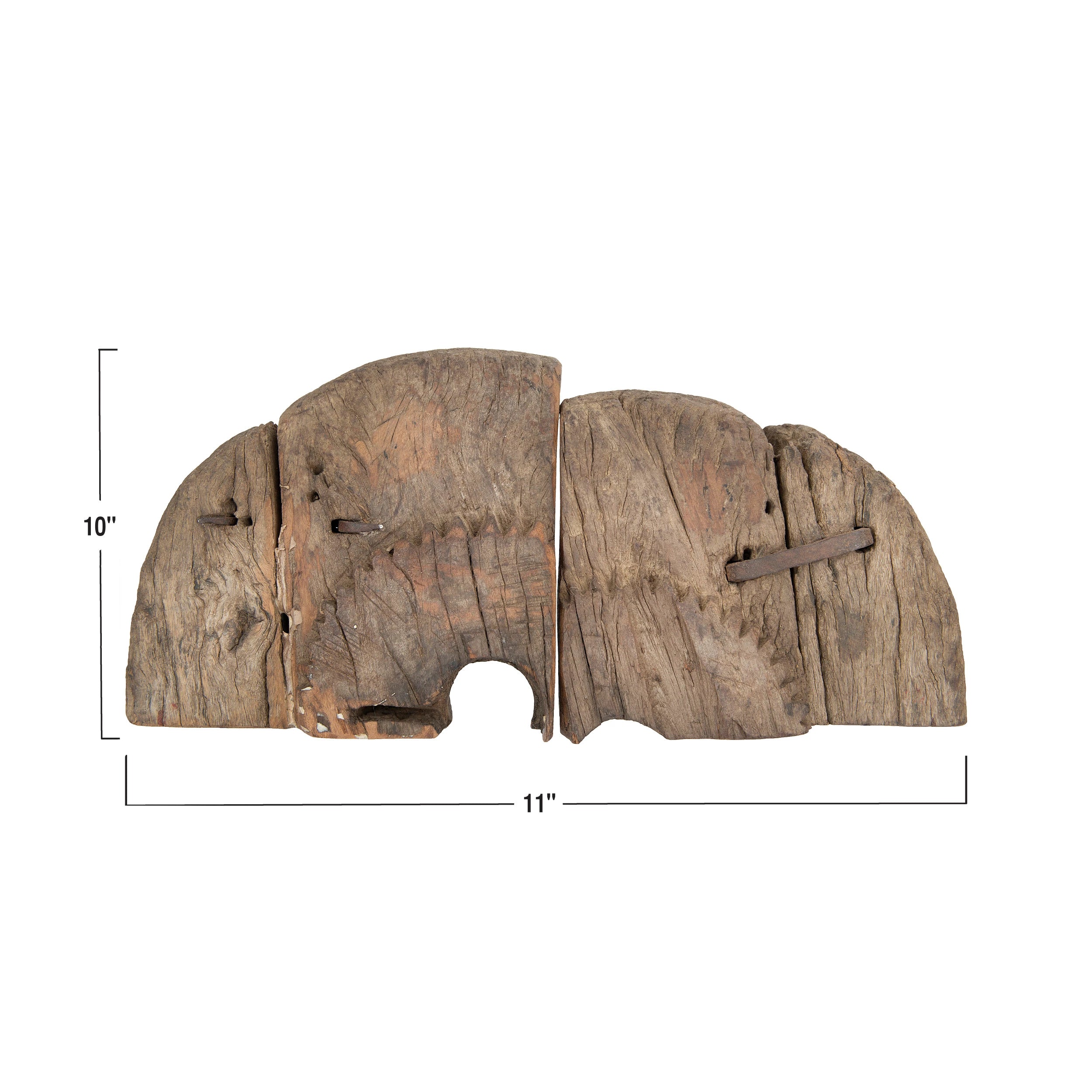 Found Wood Wheel Cog Bookends