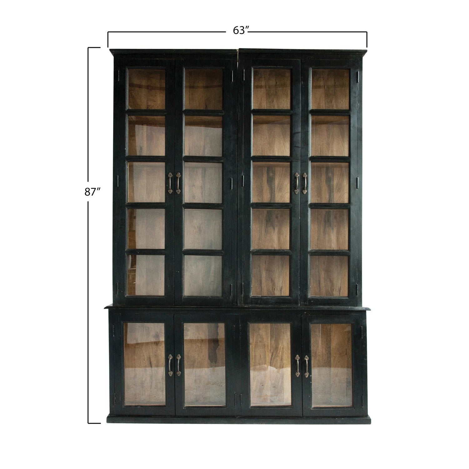 Black Wood & Glass 2-Piece Cabinet