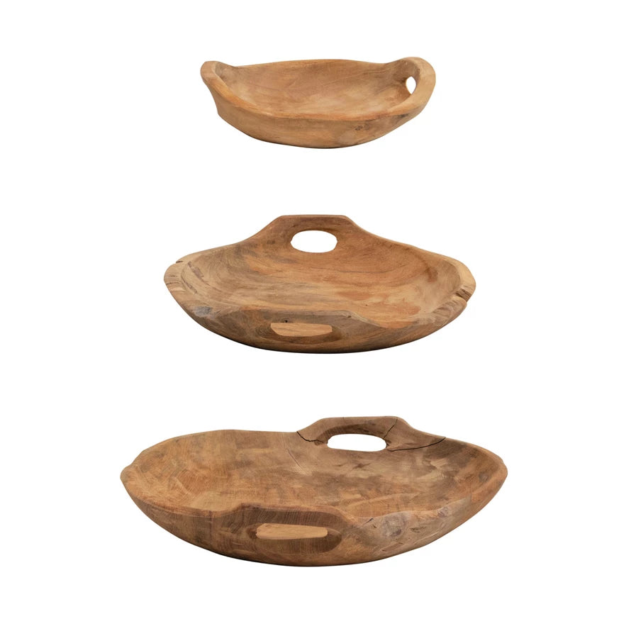 Teak Wood Bowls with Handle