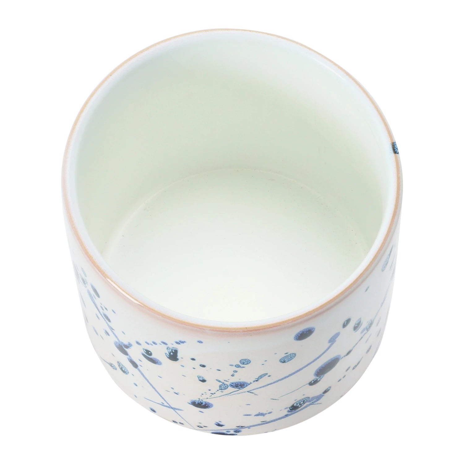 White & Blue Splatter Footed Planter