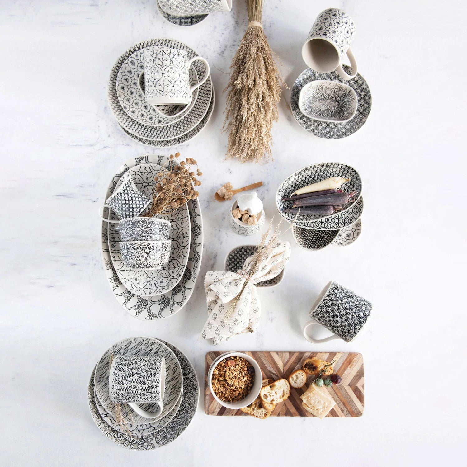 Black & White Hand-Stamped Bowl