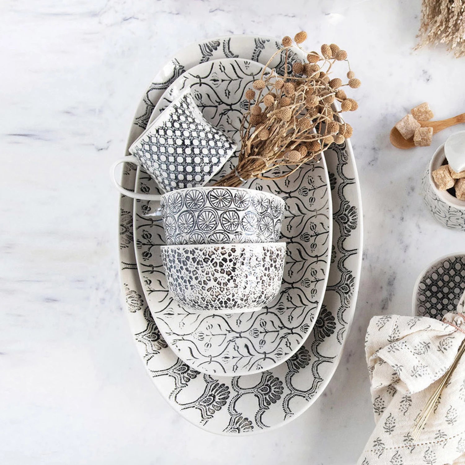 Black & White Hand-Stamped Bowl