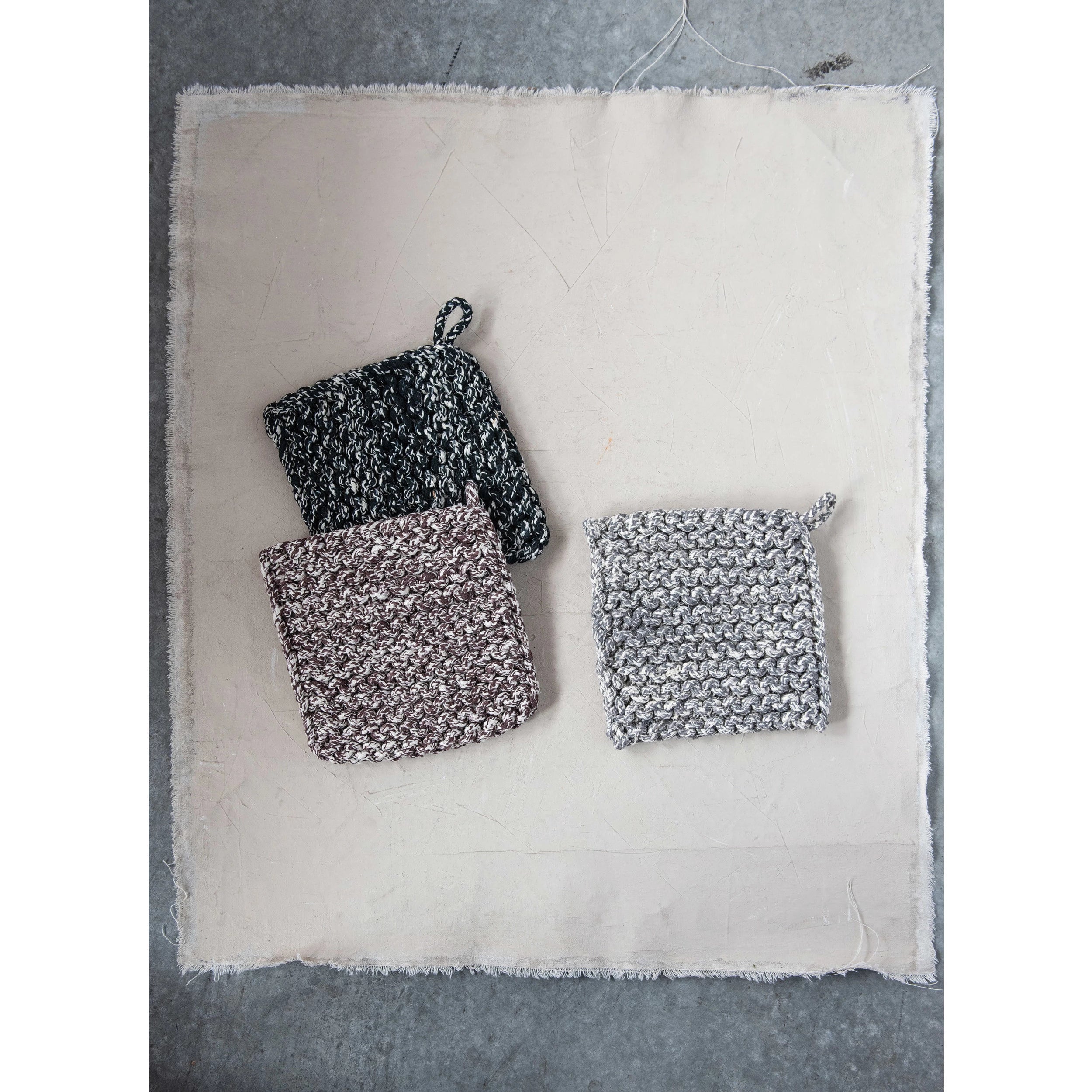 Melange Cotton Crocheted Pot Holder 3 Colors