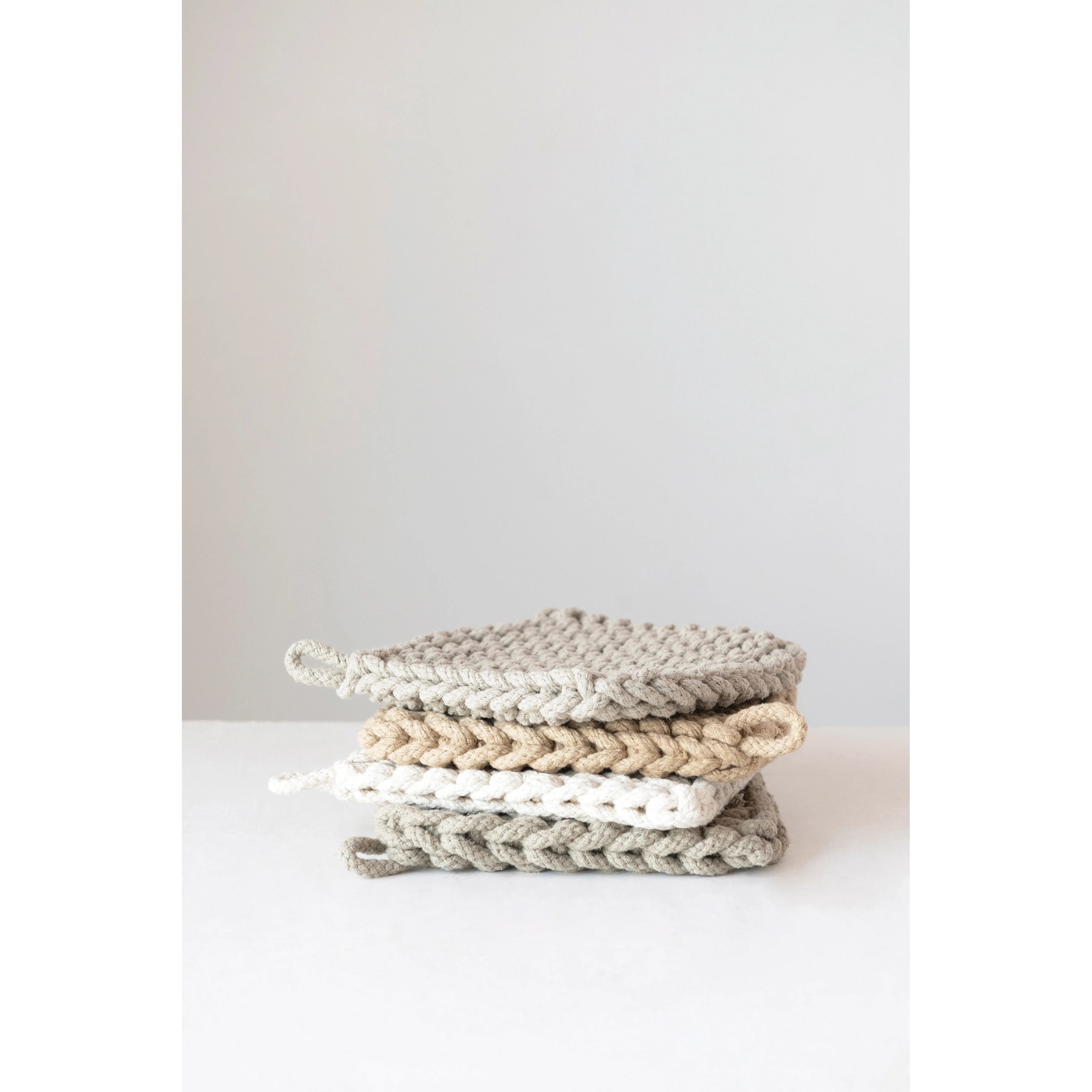 Braided Cotton Crocheted Pot Holder 4 Assorted Colors