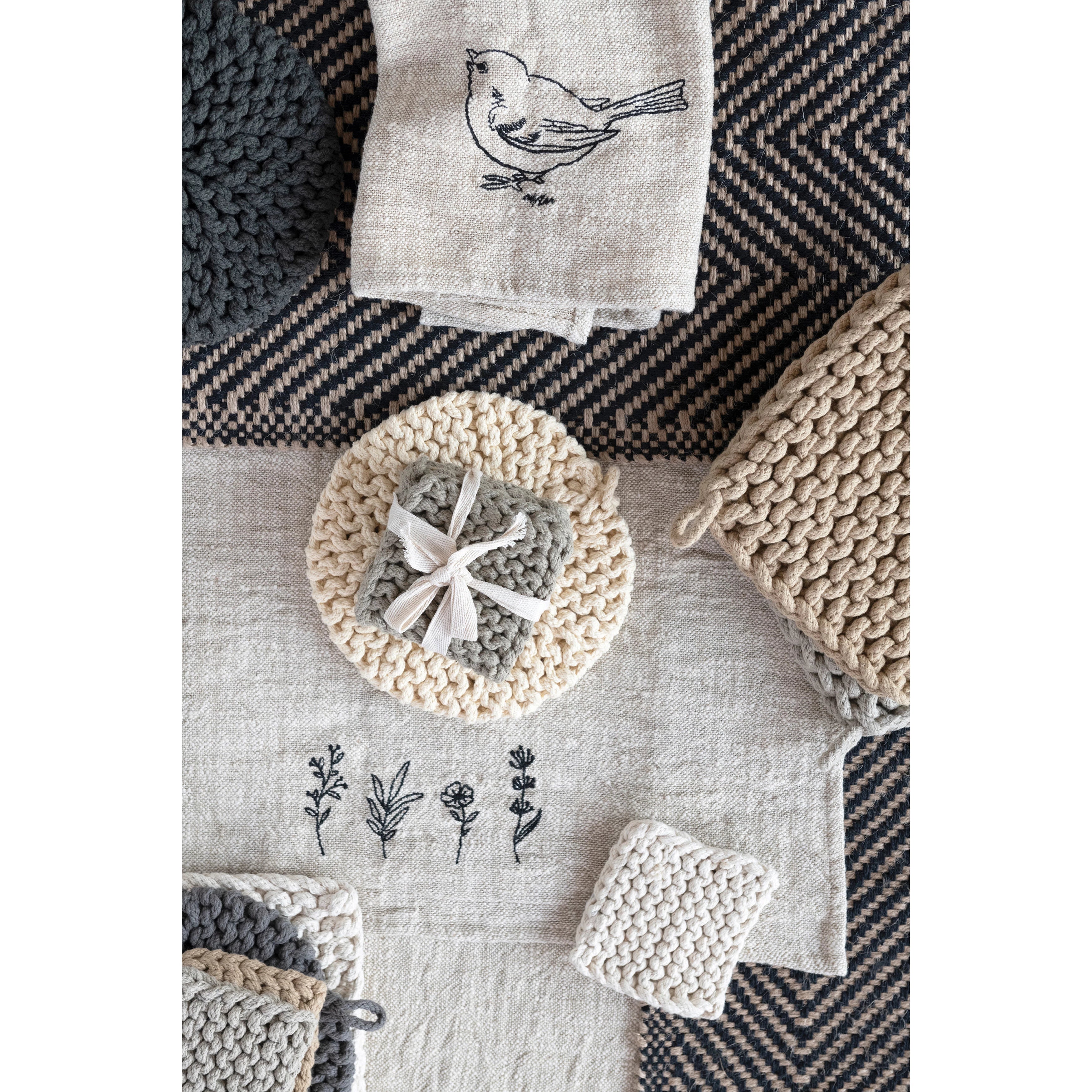 Braided Cotton Crocheted Pot Holder 4 Assorted Colors