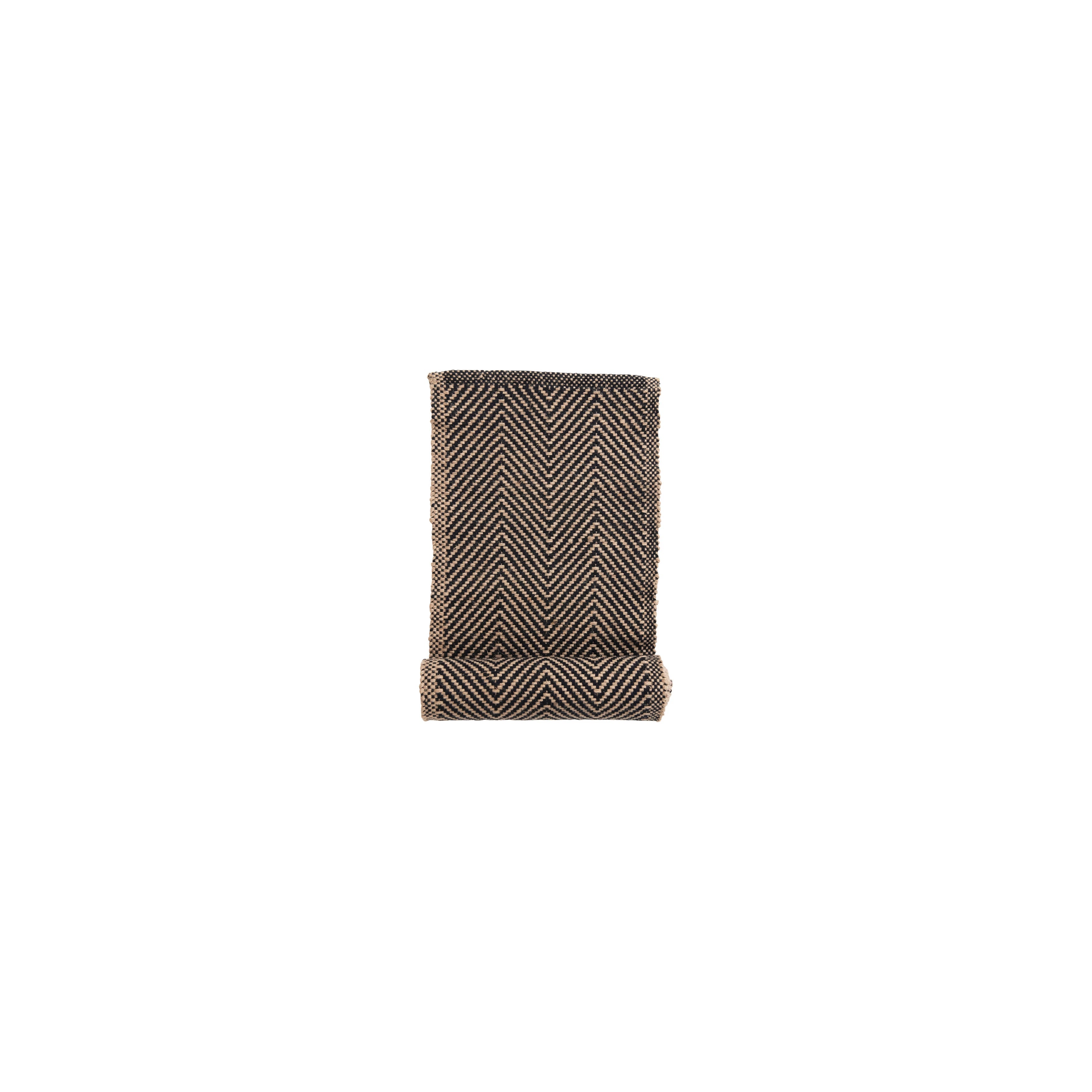 Woven Jute and Cotton Table Runner with Chevron Pattern