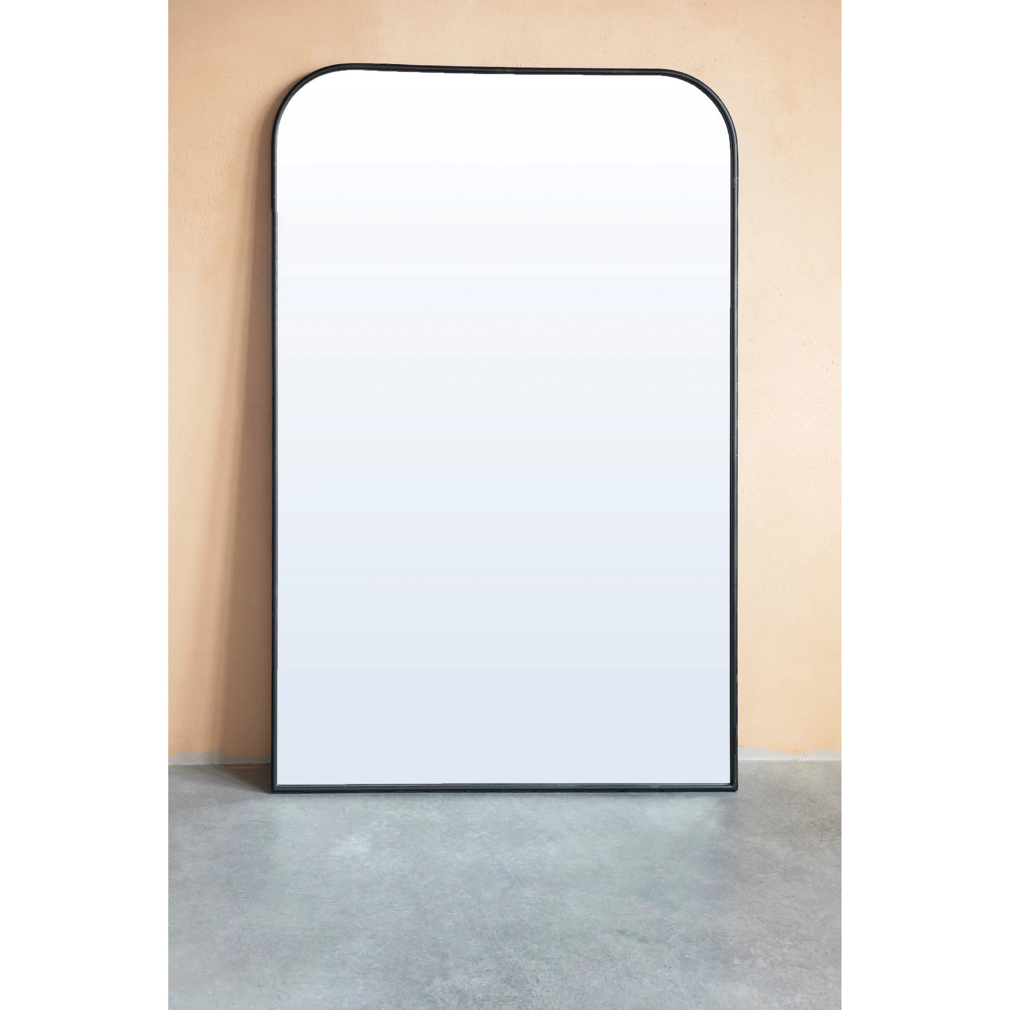 Wide Arched Black Metal Framed Mirror