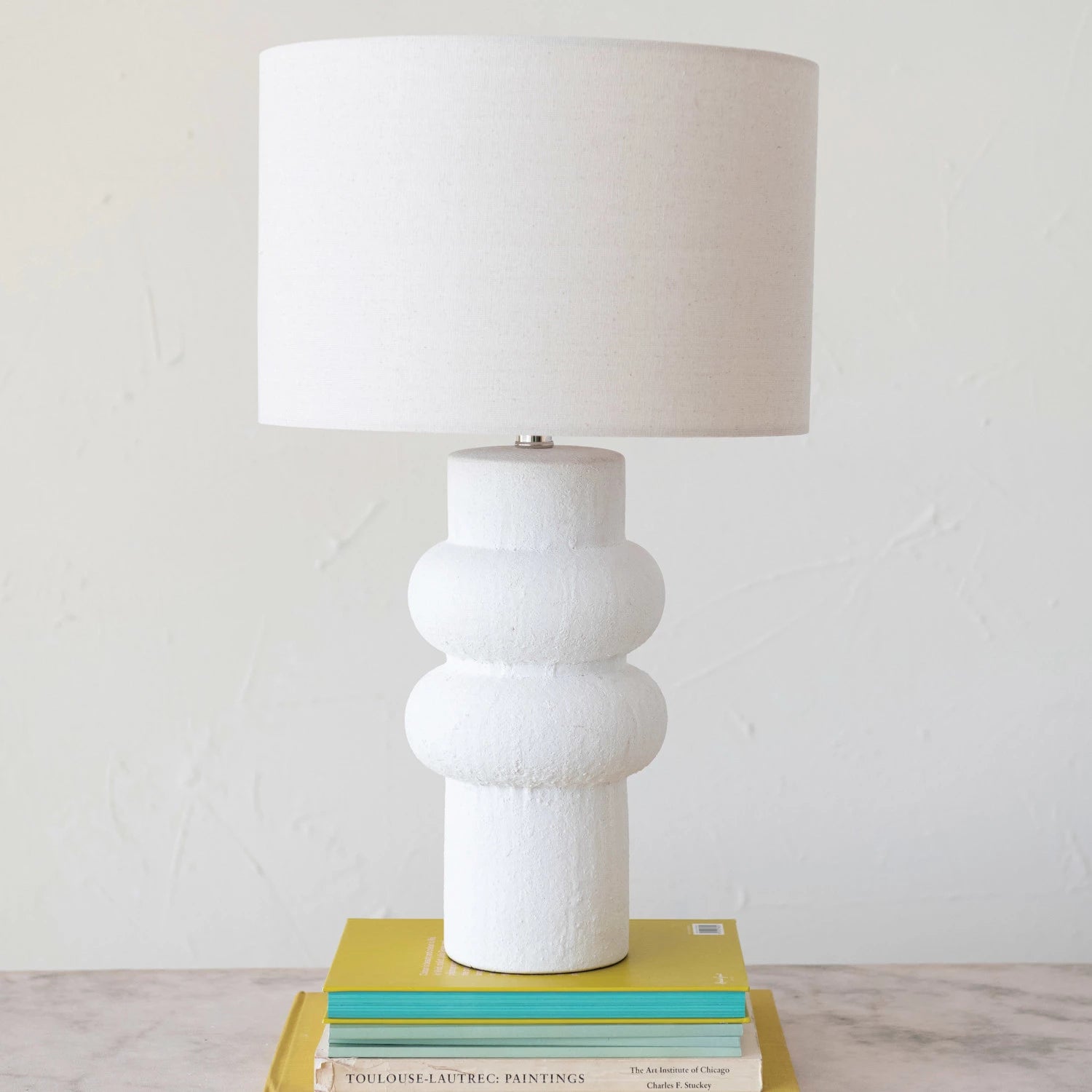 White Volcano Stoneware Table Lamp