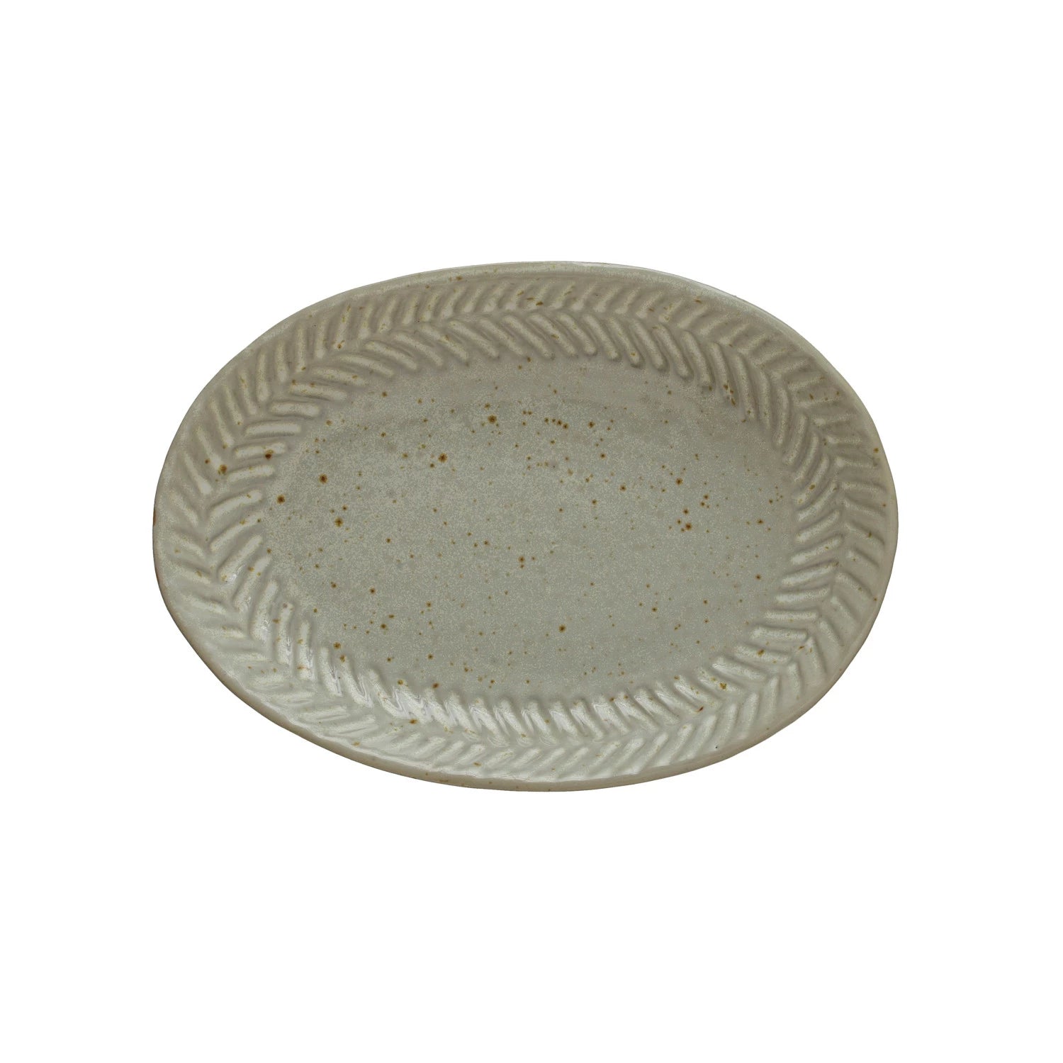 White Debossed Stoneware Plate