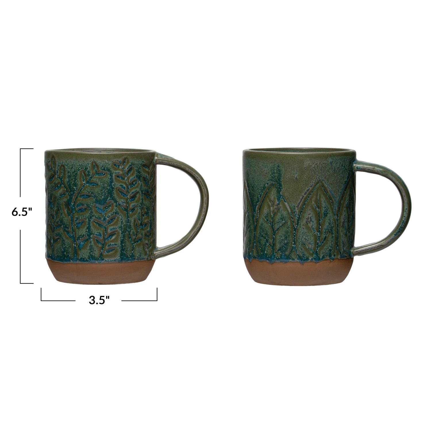 Matte Green Debossed Stoneware Mug