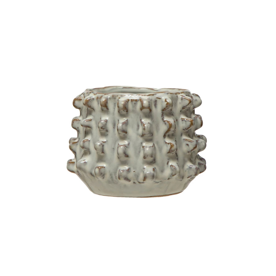 White Reactive Glaze Stoneware Sculptural Planter