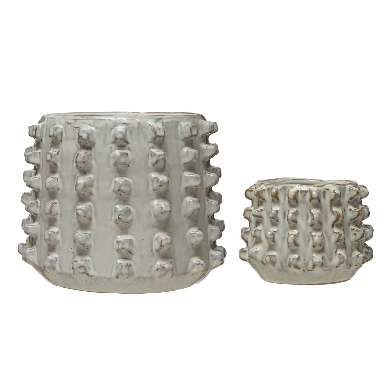 White Reactive Glaze Stoneware Sculptural Planter