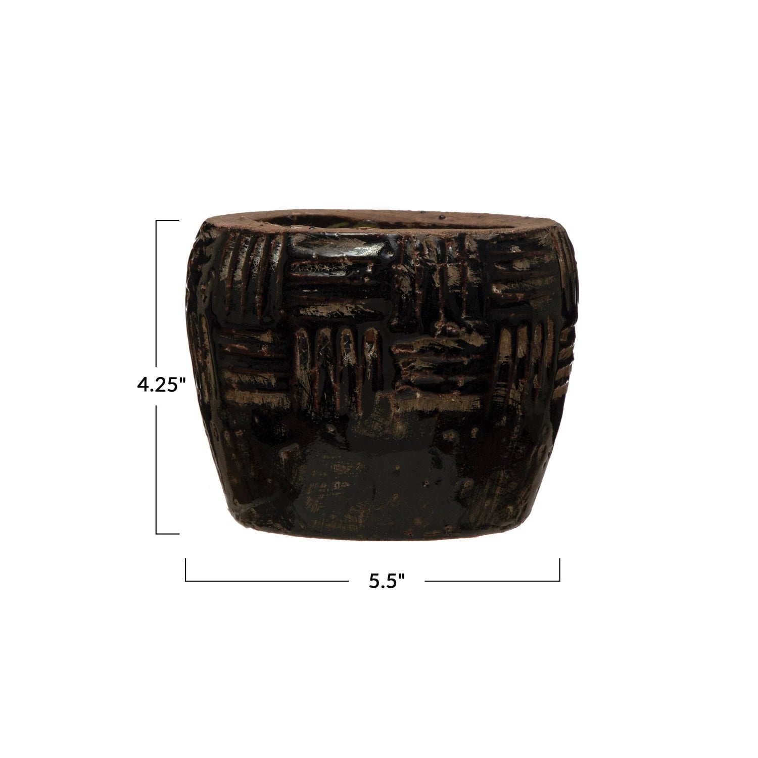 Crackle Embossed Terra-Cotta Planter