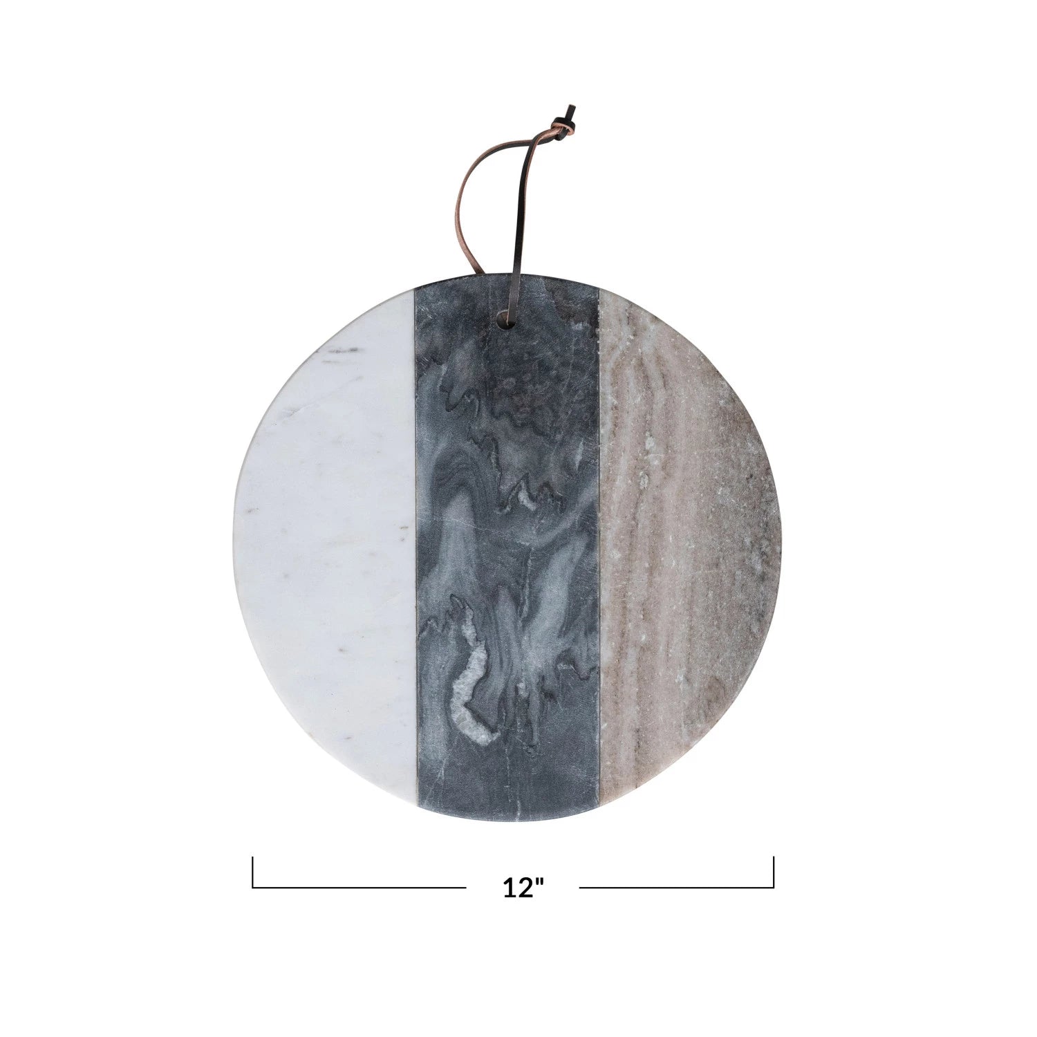 Round Marble Cheese/Cutting Board w/ Leather Tie