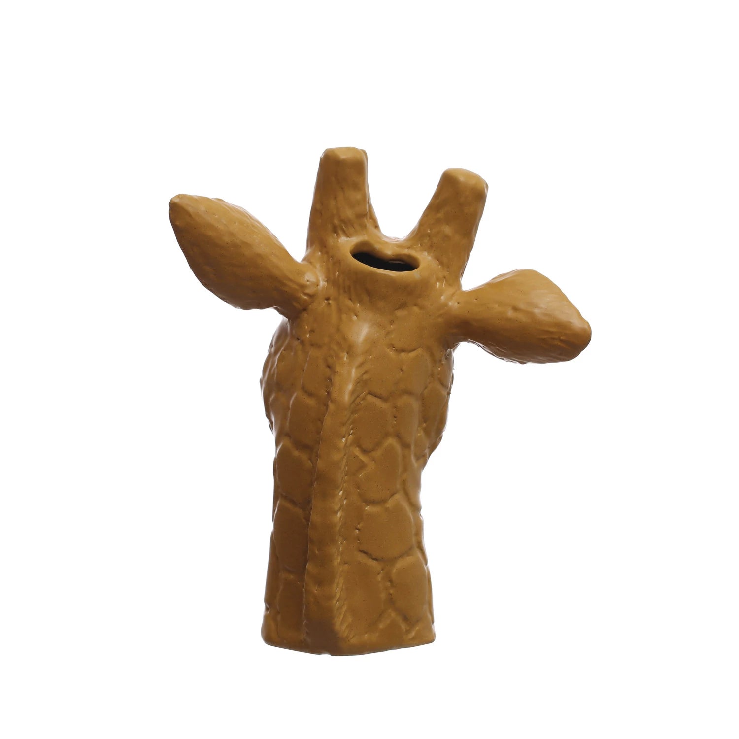 Matte Mustard Stoneware Giraffe Head Vase