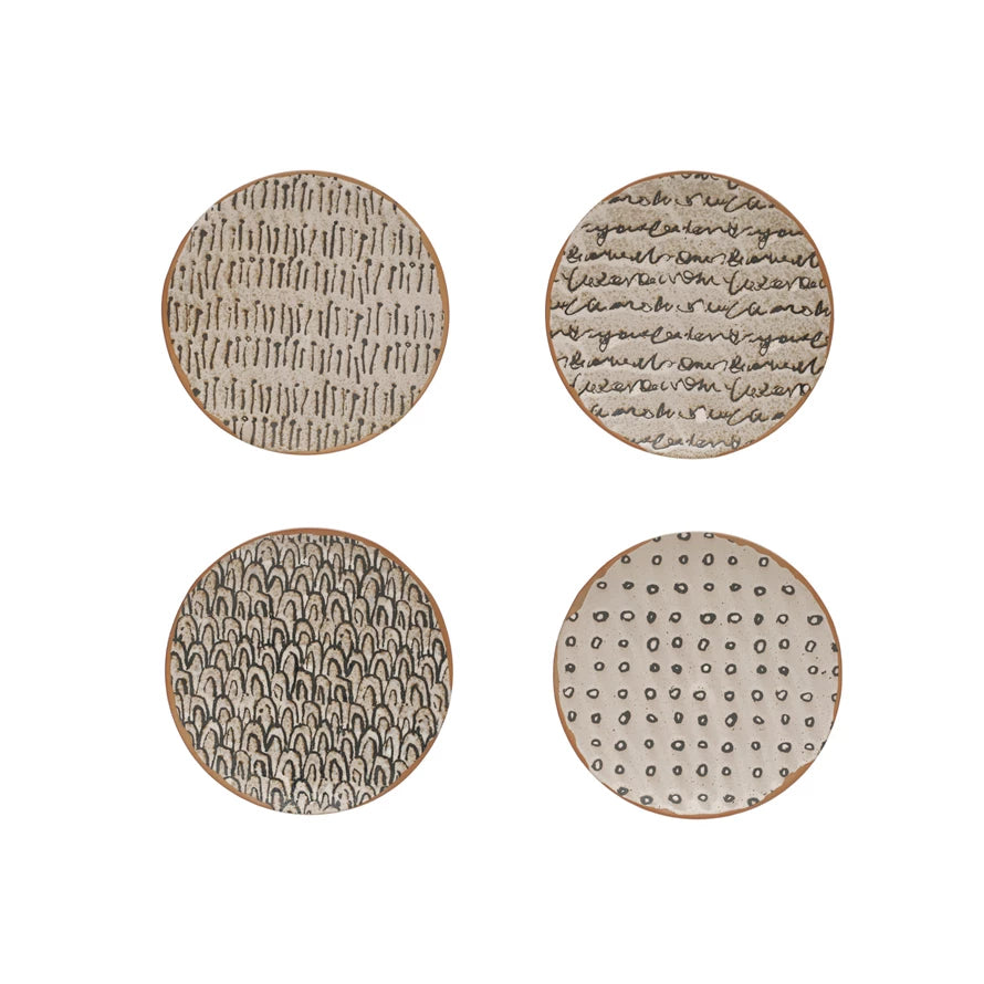 White & Black Round Stoneware Plate Assorted