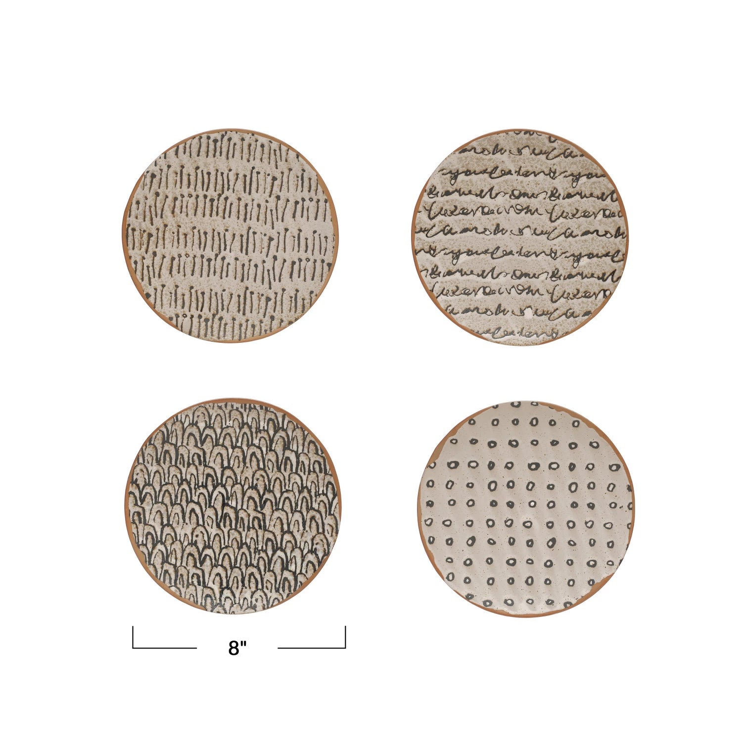 White & Black Round Stoneware Plate Assorted