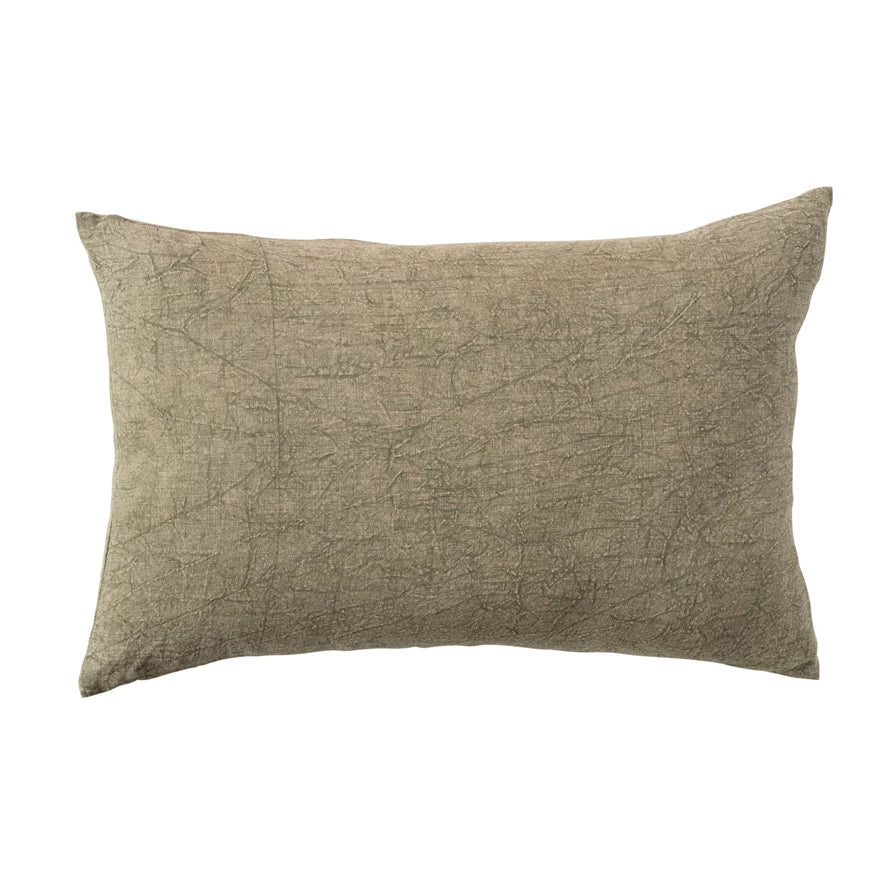 Olive Stonewashed Linen Lumbar Pillow