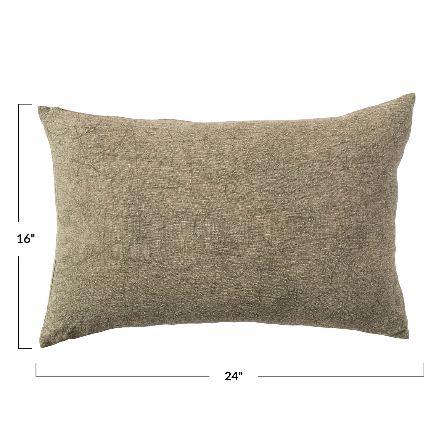 Olive Stonewashed Linen Lumbar Pillow