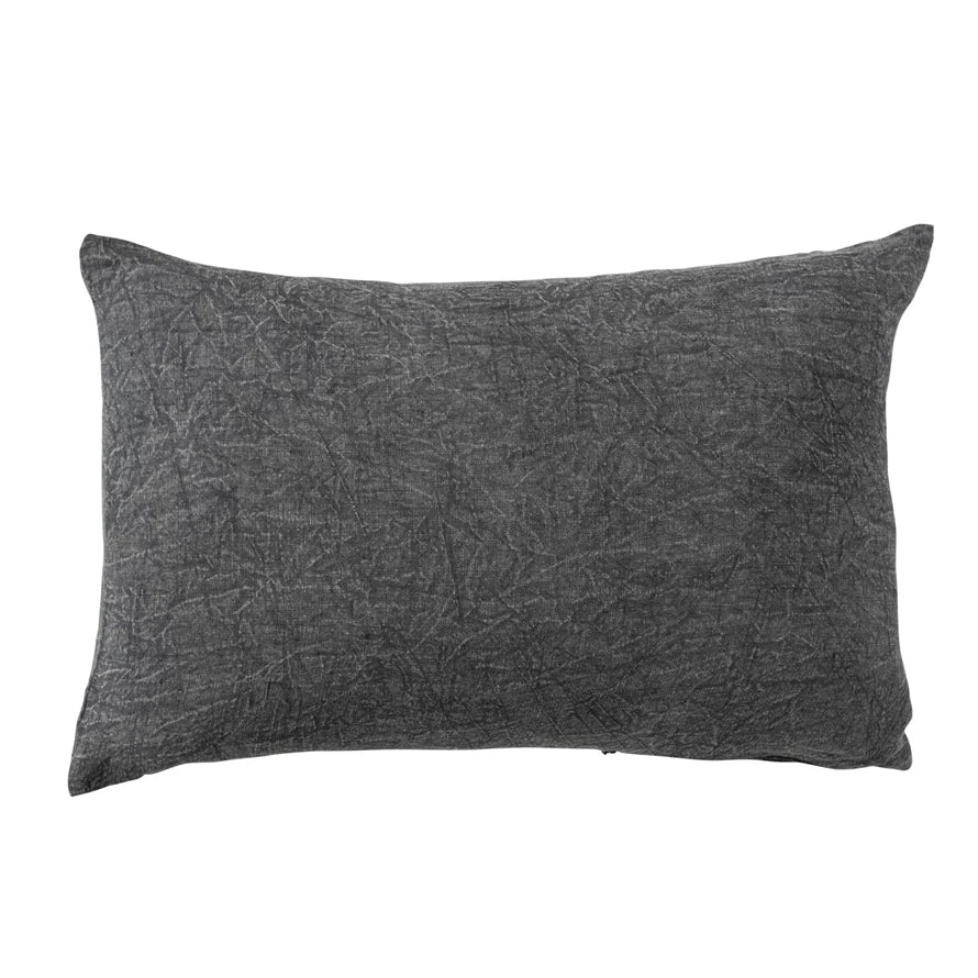 Charcoal Stonewashed Linen Lumbar Pillow