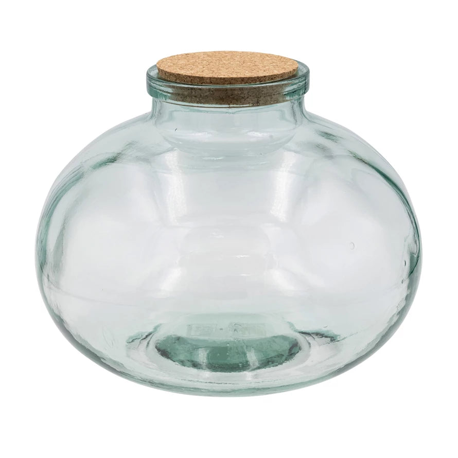 Recycled Glass Jar w/ Cork Lid