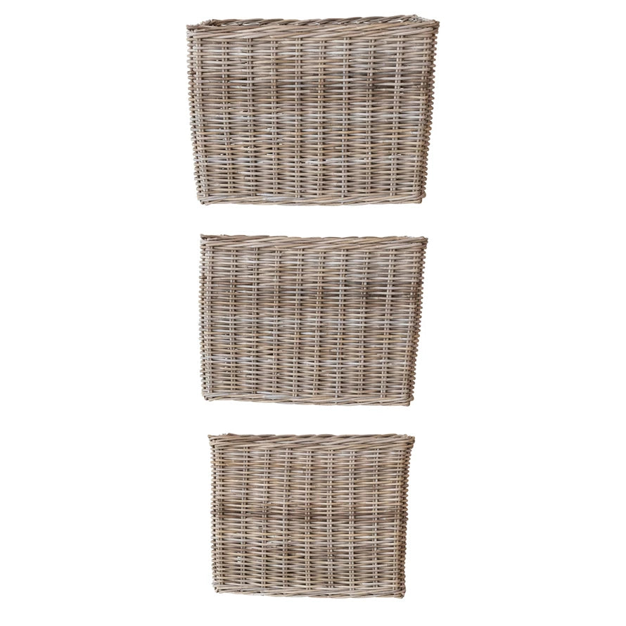 Woven Wicker Rattan Baskets w/ Handles