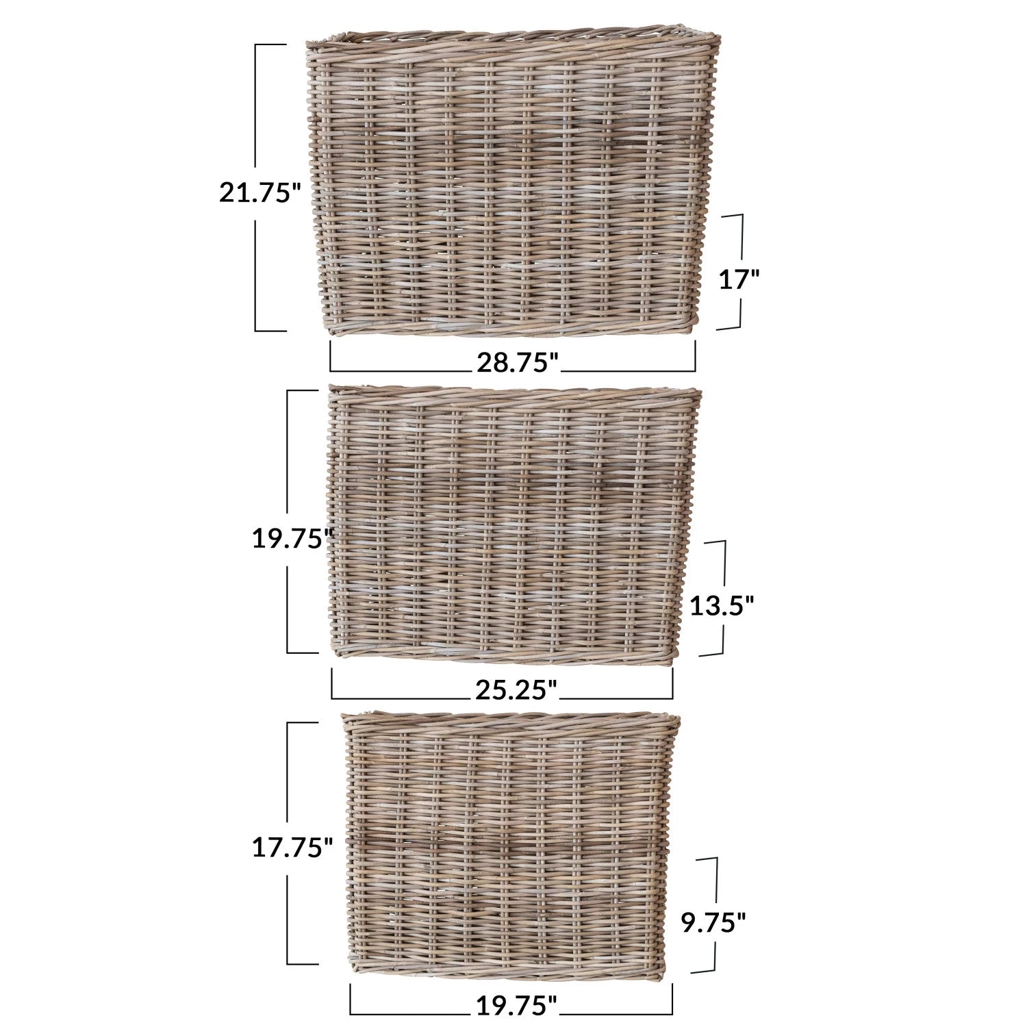 Woven Wicker Rattan Baskets w/ Handles