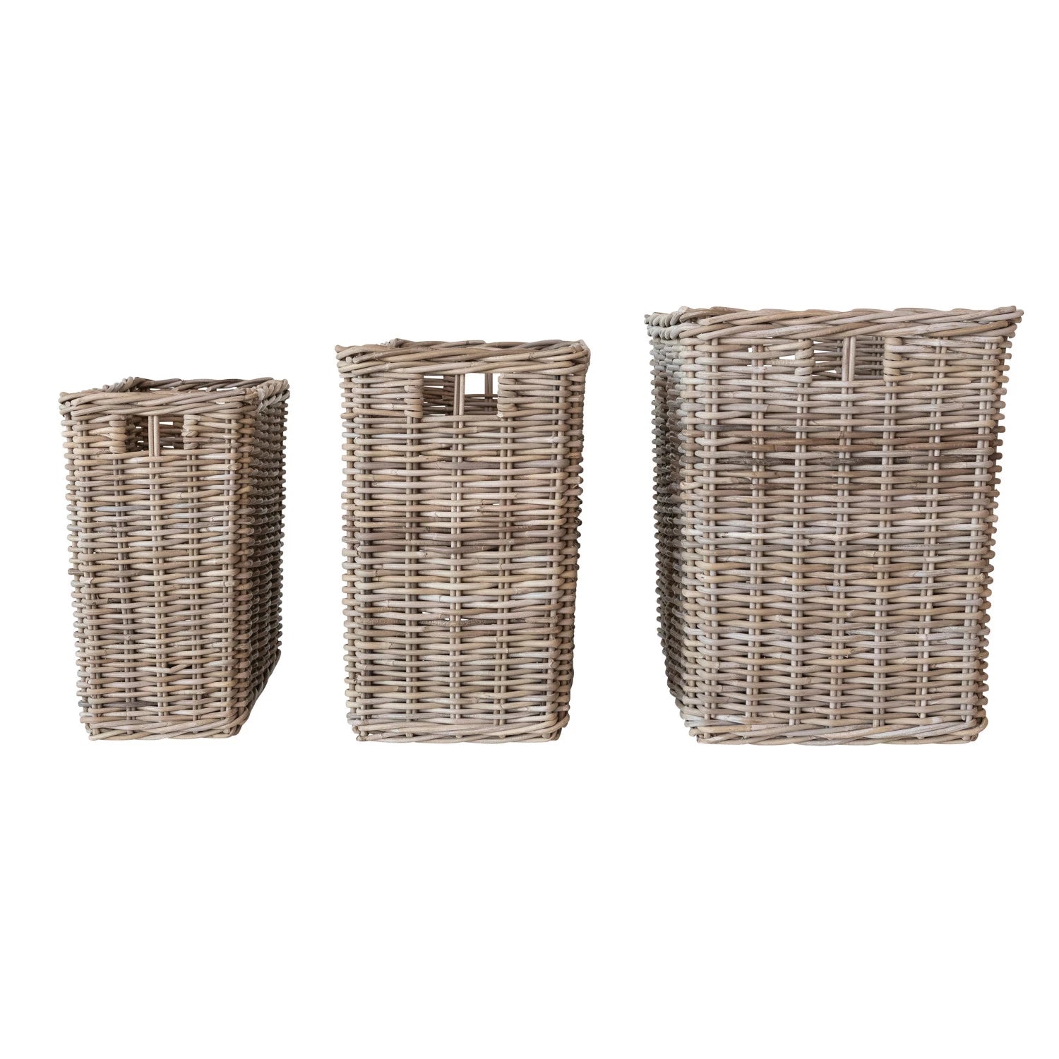 Woven Wicker Rattan Baskets w/ Handles