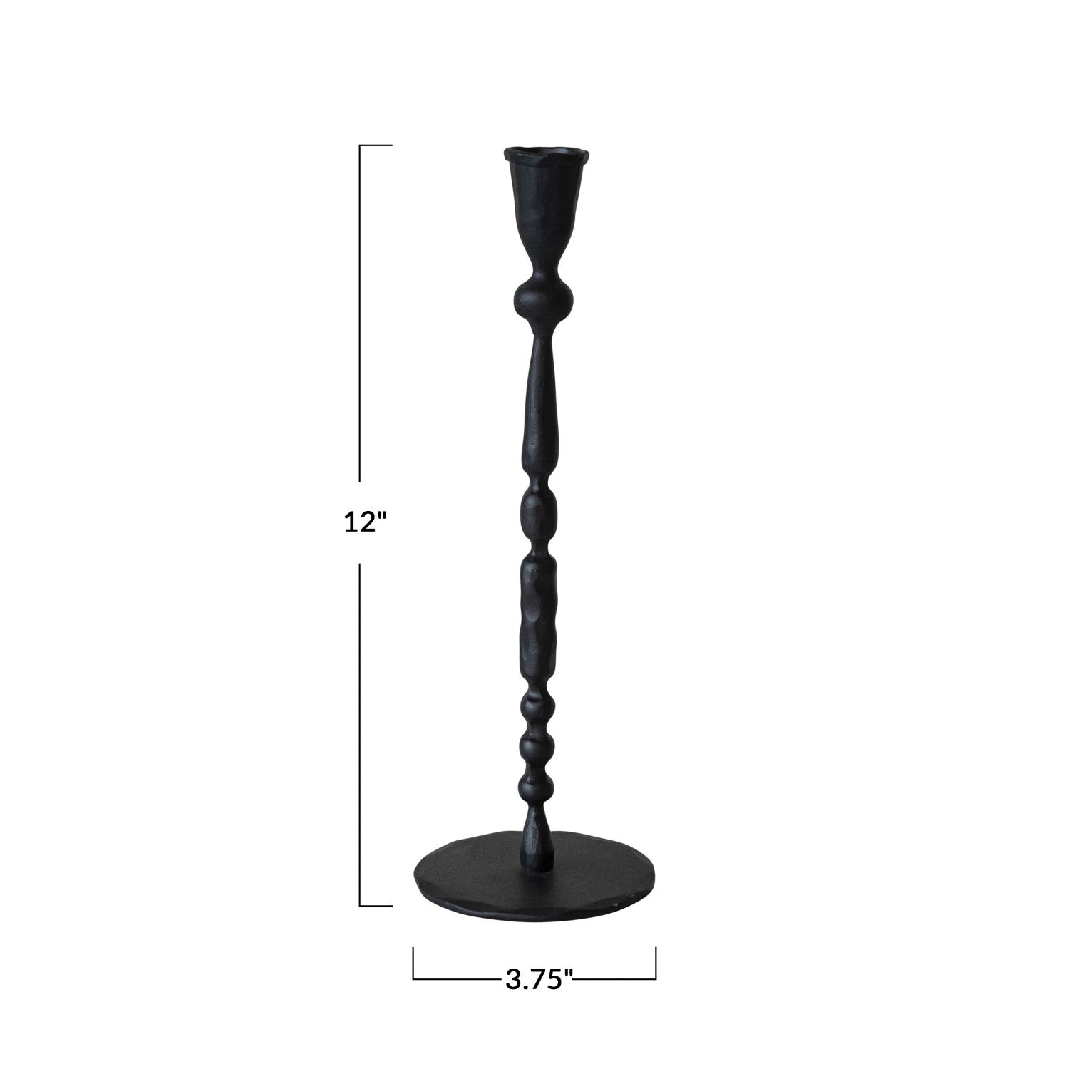 Black Hand-Forged Cast Iron Taper Holder