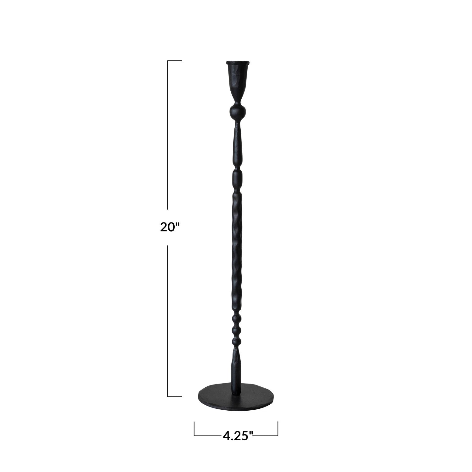 Black Hand-Forged Cast Iron Taper Holder