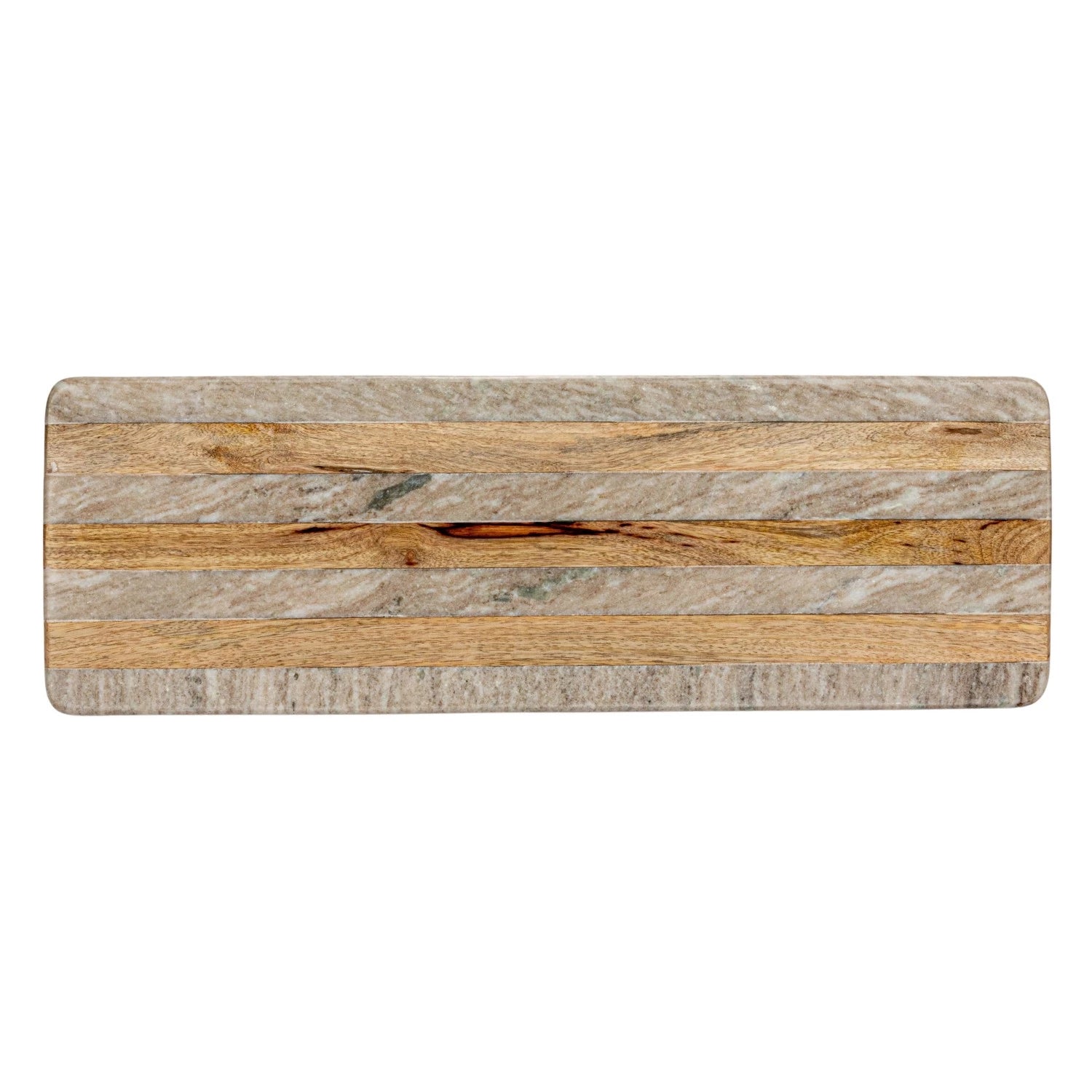 Marble & Mango Wood Cheese/Cutting Board w/ Stripes
