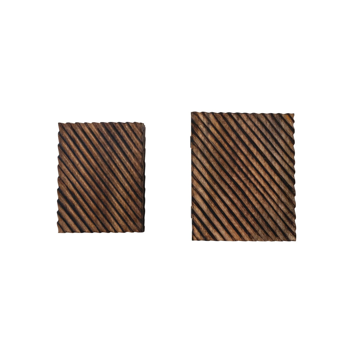 Carved Mango Wood Nesting Boxes S/2