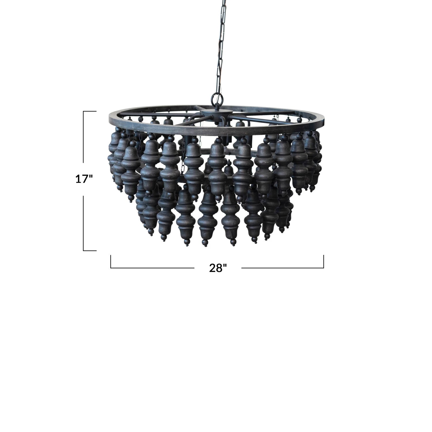 Metal & Mango Wood Bead Chandelier w/ 5 Lights