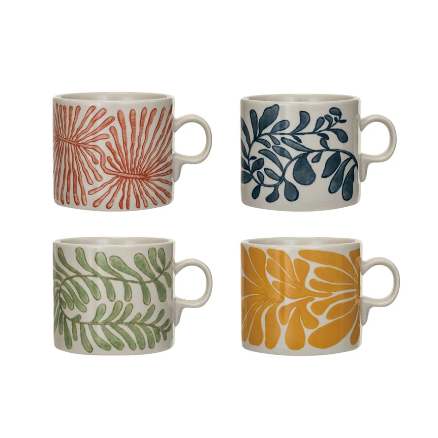 Abstract Hand Painted Stoneware Mug 14oz