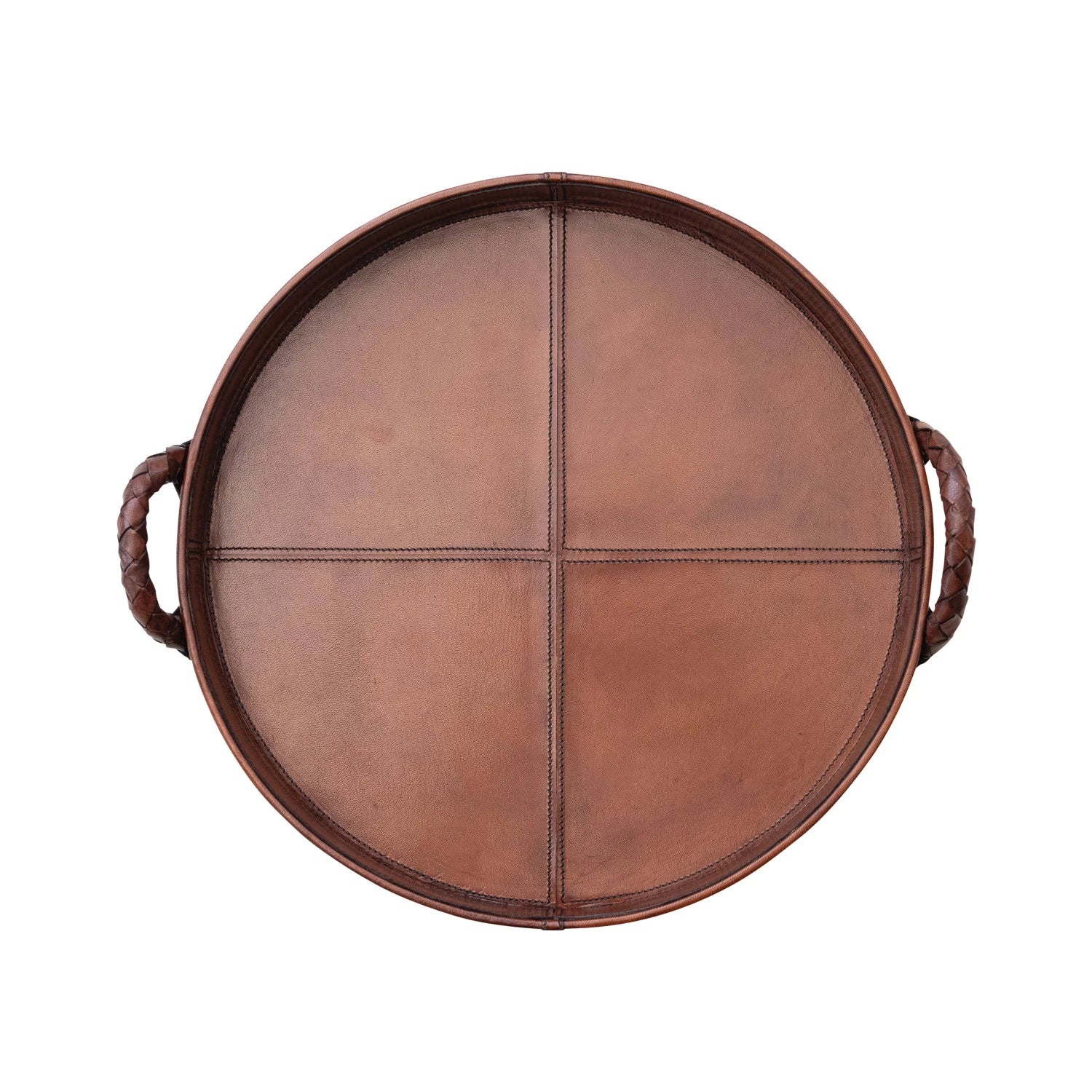 Woven Leather Tray w/ Braided Handles