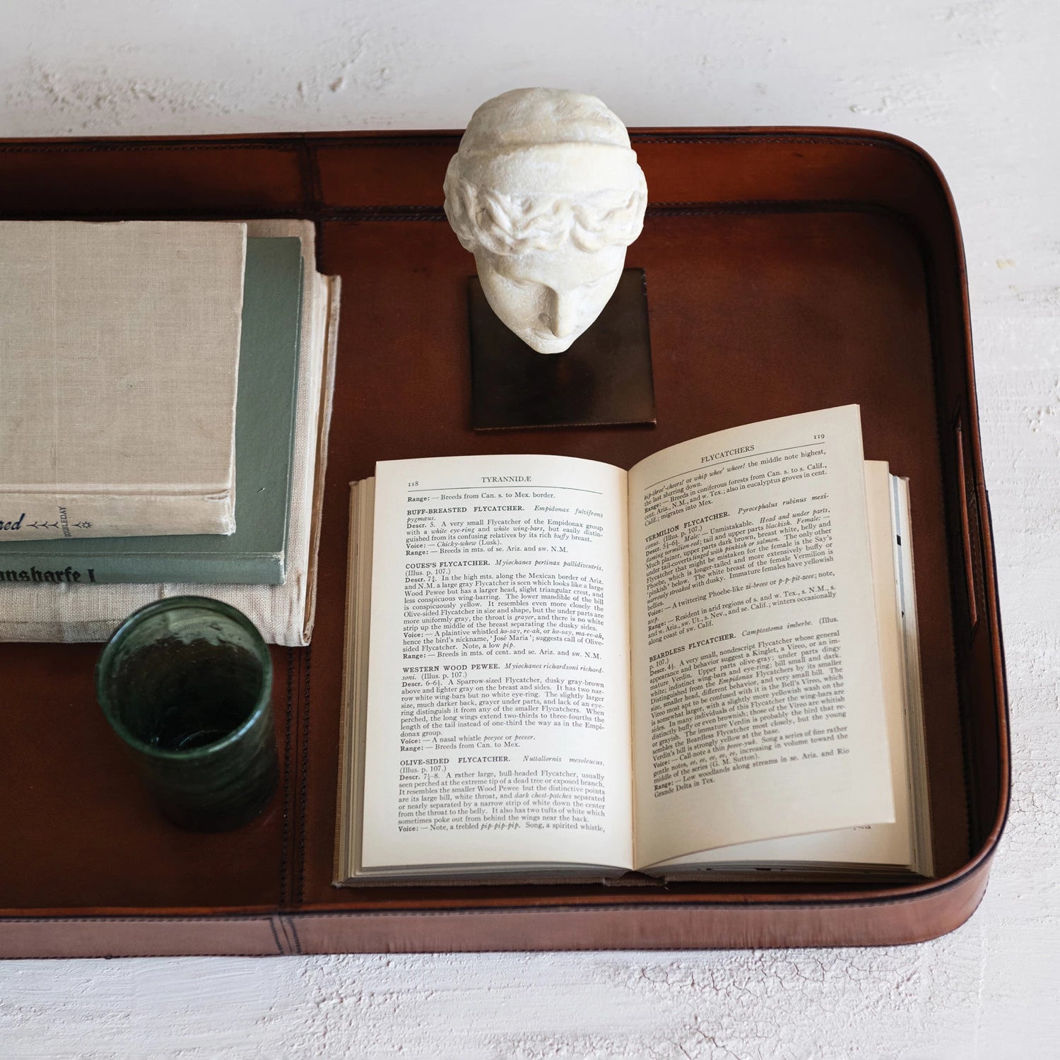 Stitched Leather Tray w/ Handles