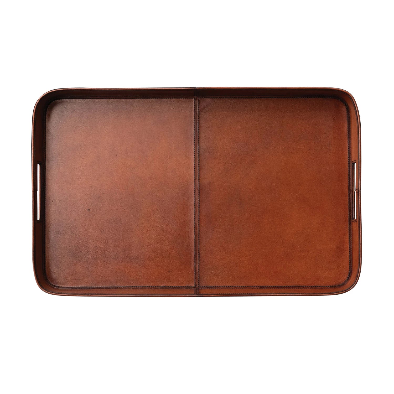 Stitched Leather Tray w/ Handles