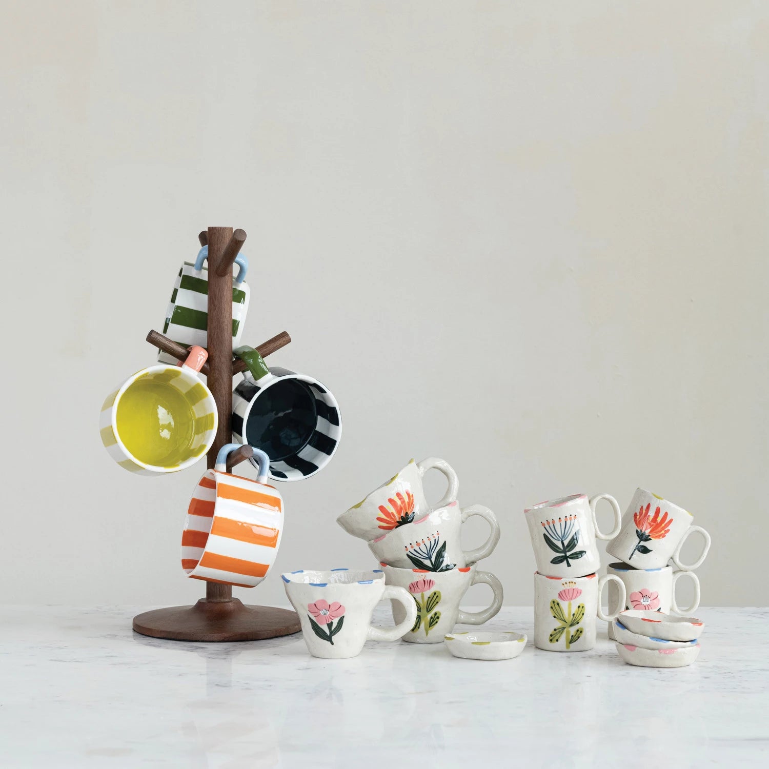 Striped Hand Painted Stoneware Mug 14oz