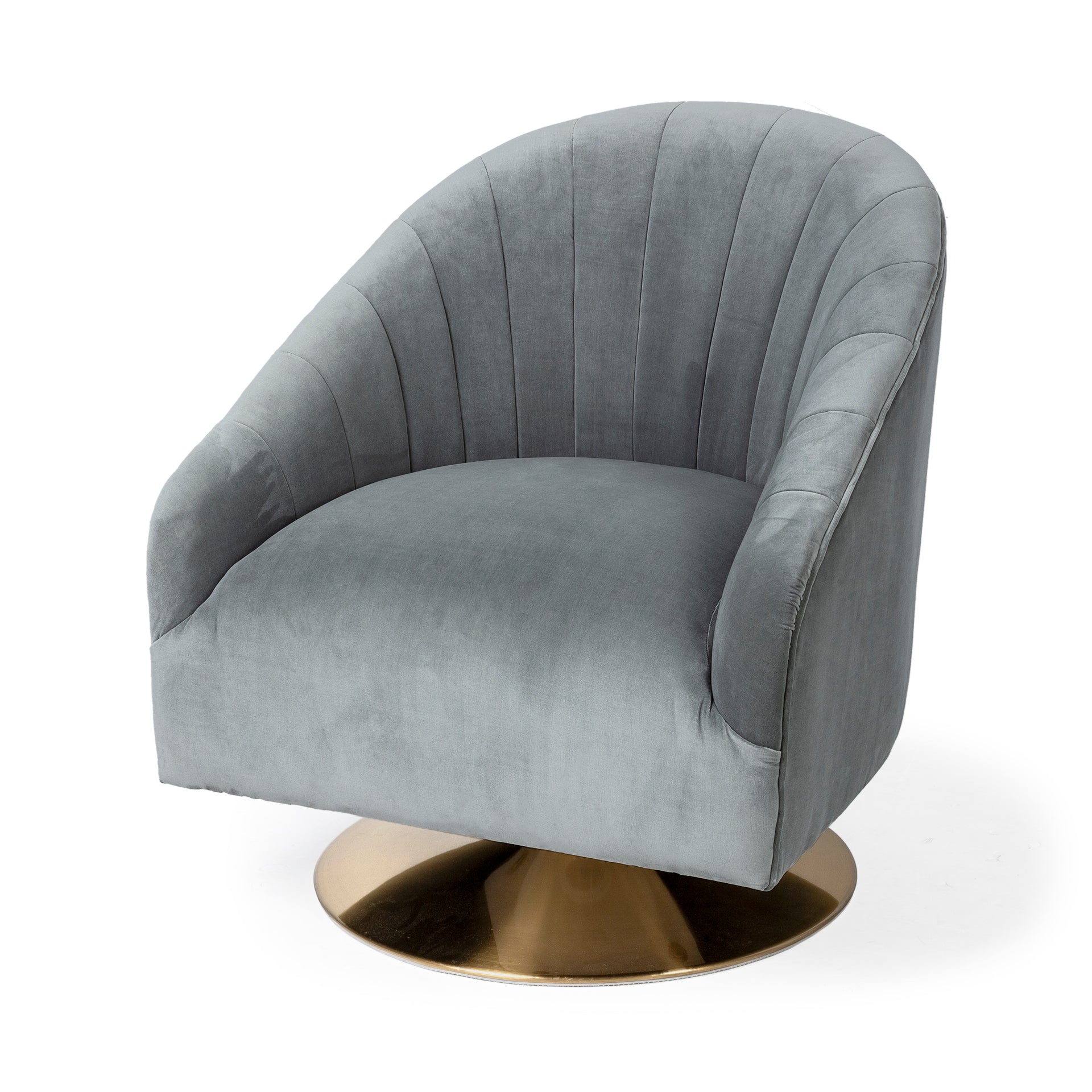 James Gray Blue Velvet Swivel Chair