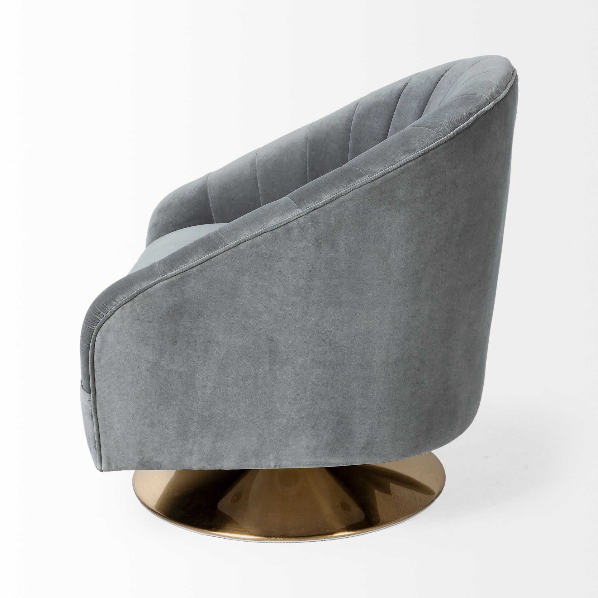 James Gray Blue Velvet Swivel Chair
