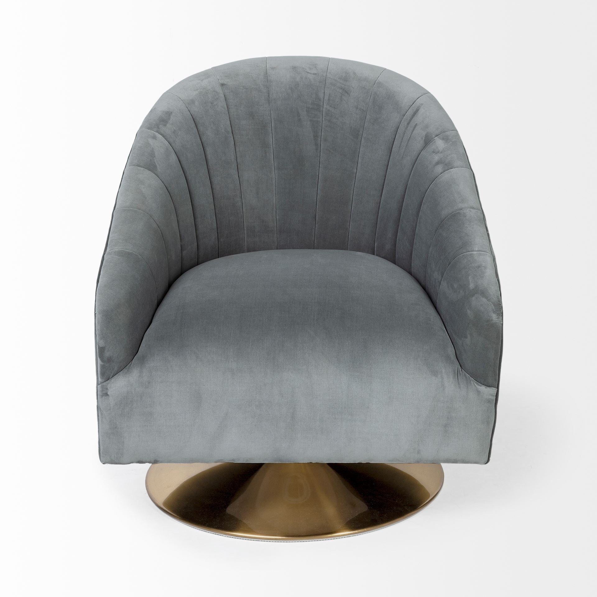 James Gray Blue Velvet Swivel Chair