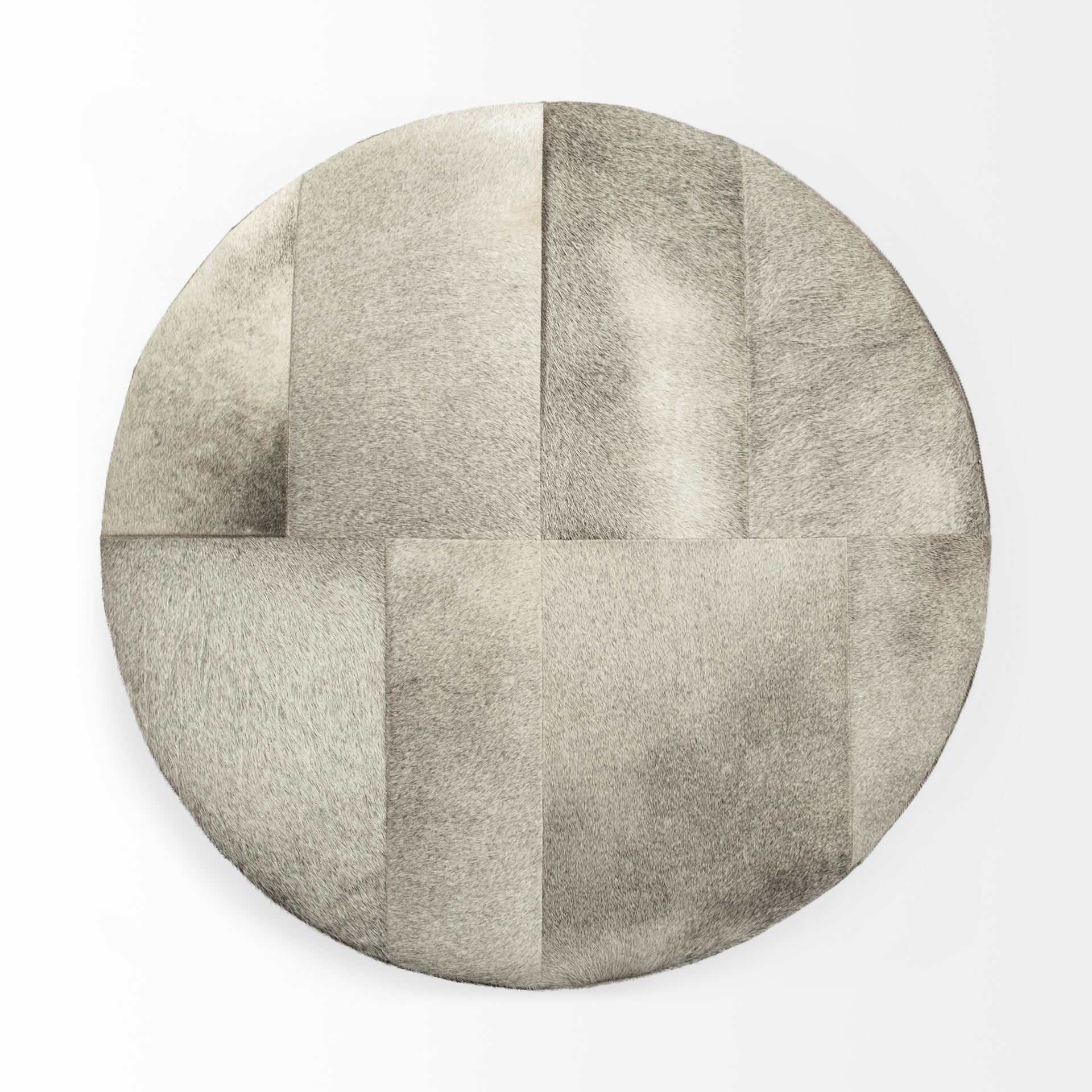 Zahavi Grey Cowhide Ottoman