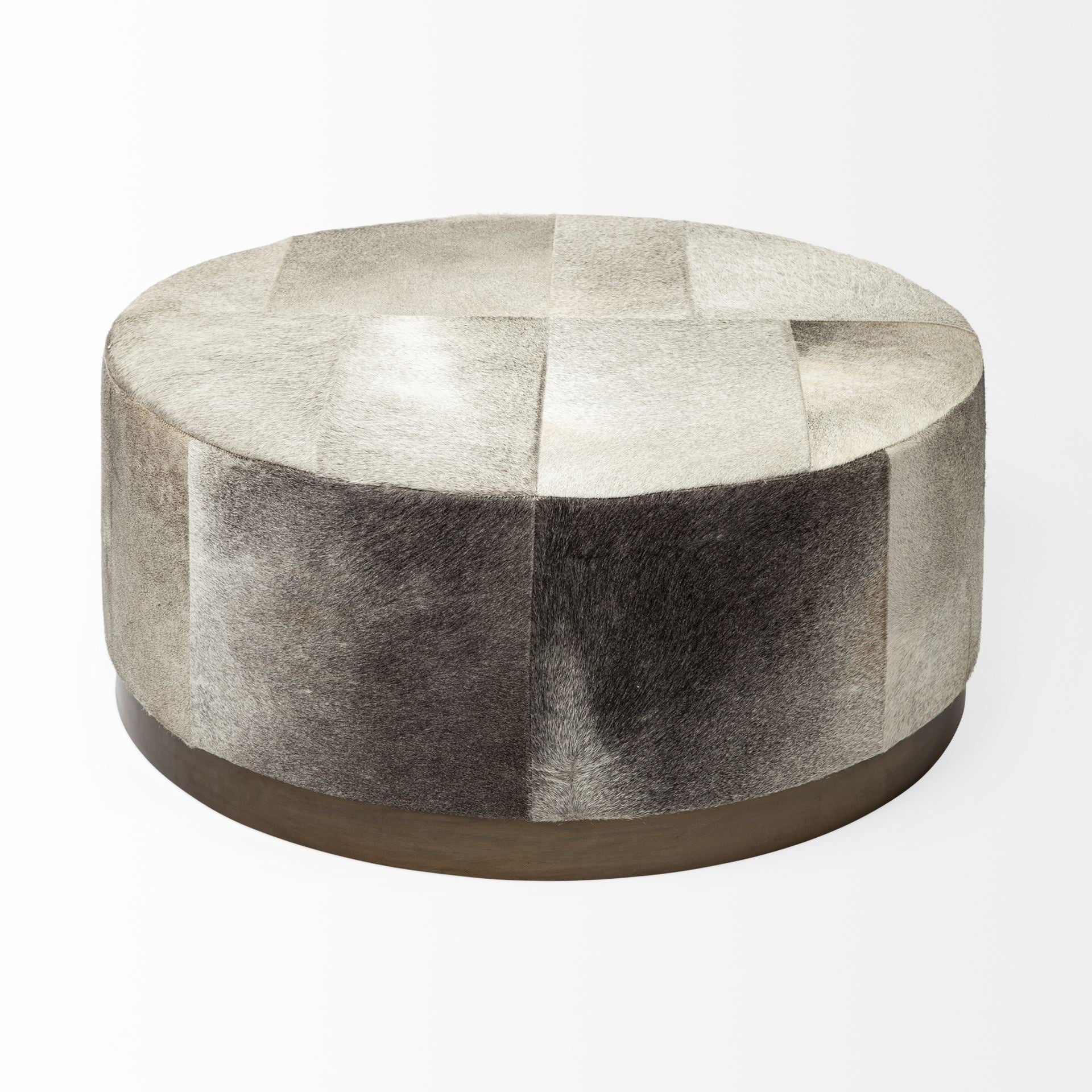 Zahavi Grey Cowhide Ottoman