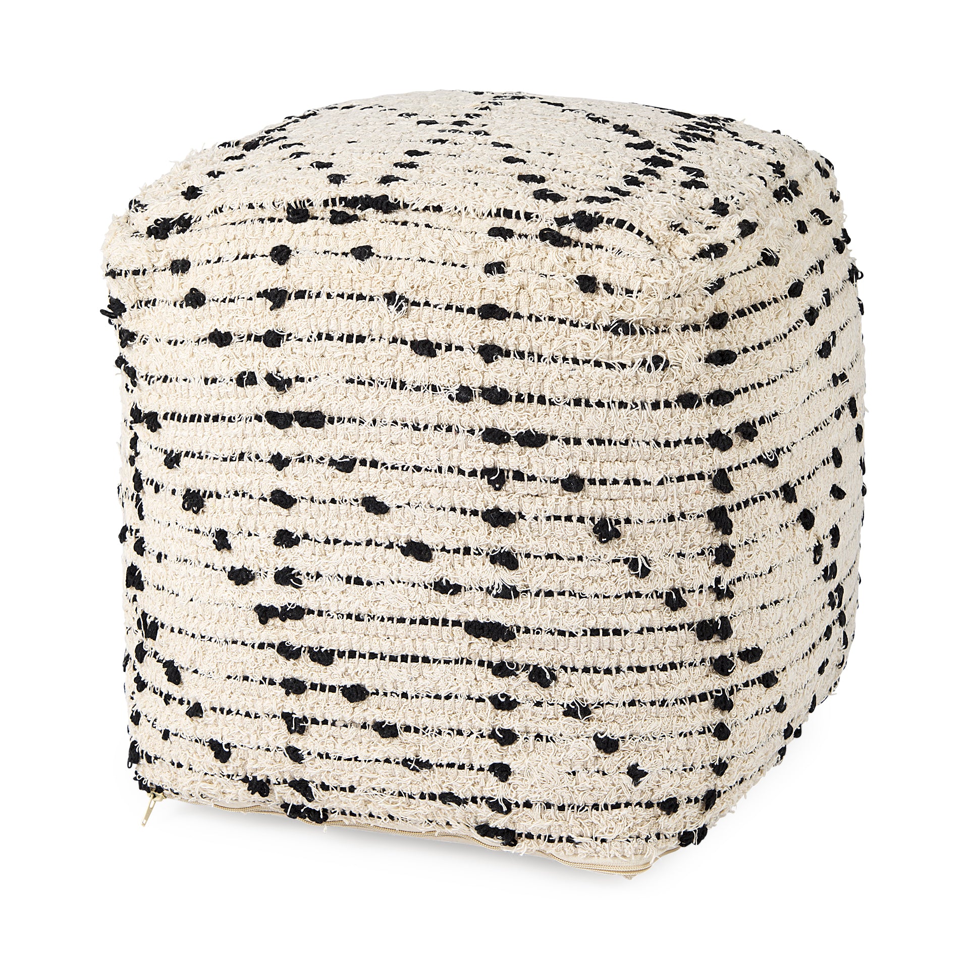 Aaohi Cream & Black Pouf