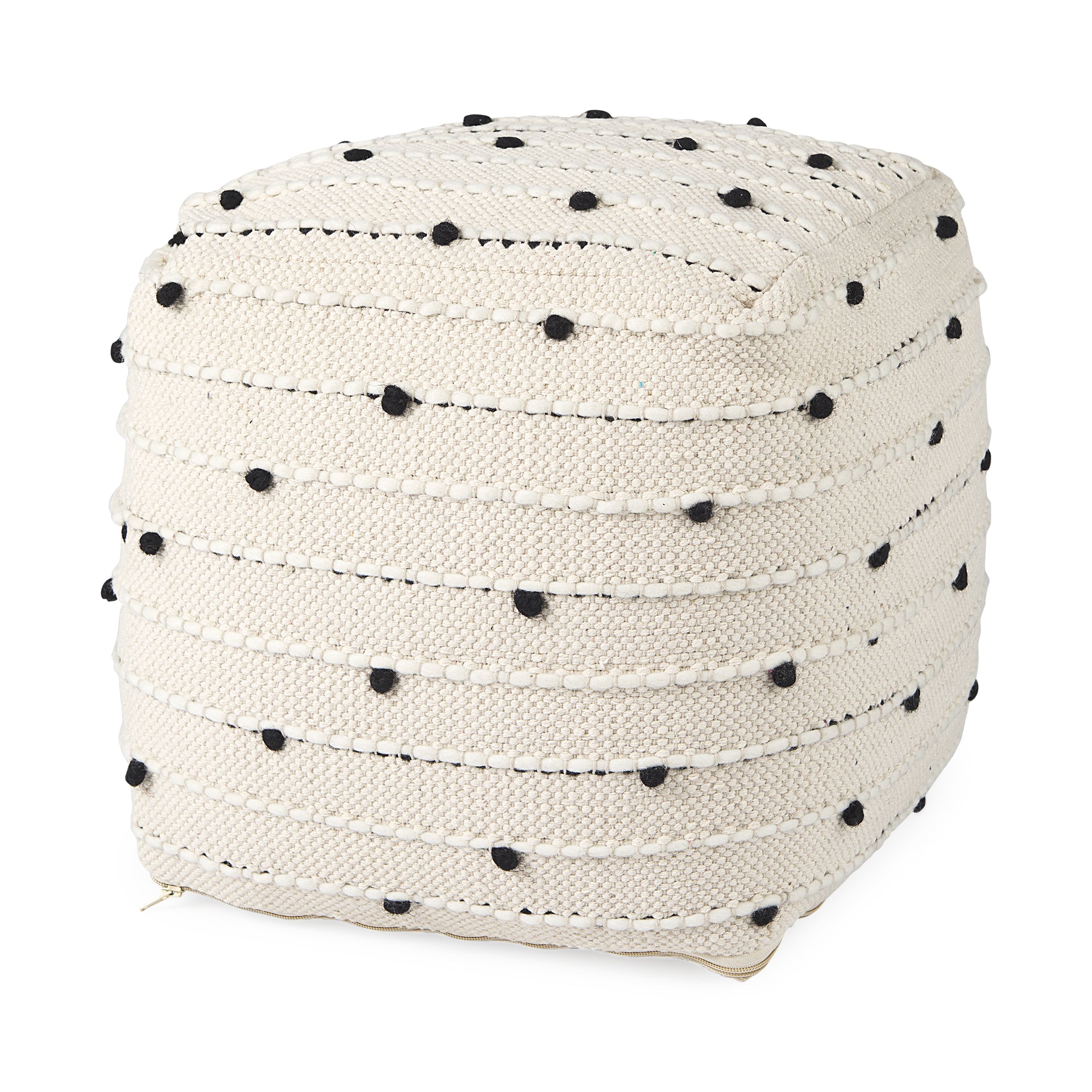 Amaira Cream Patterned Pouf