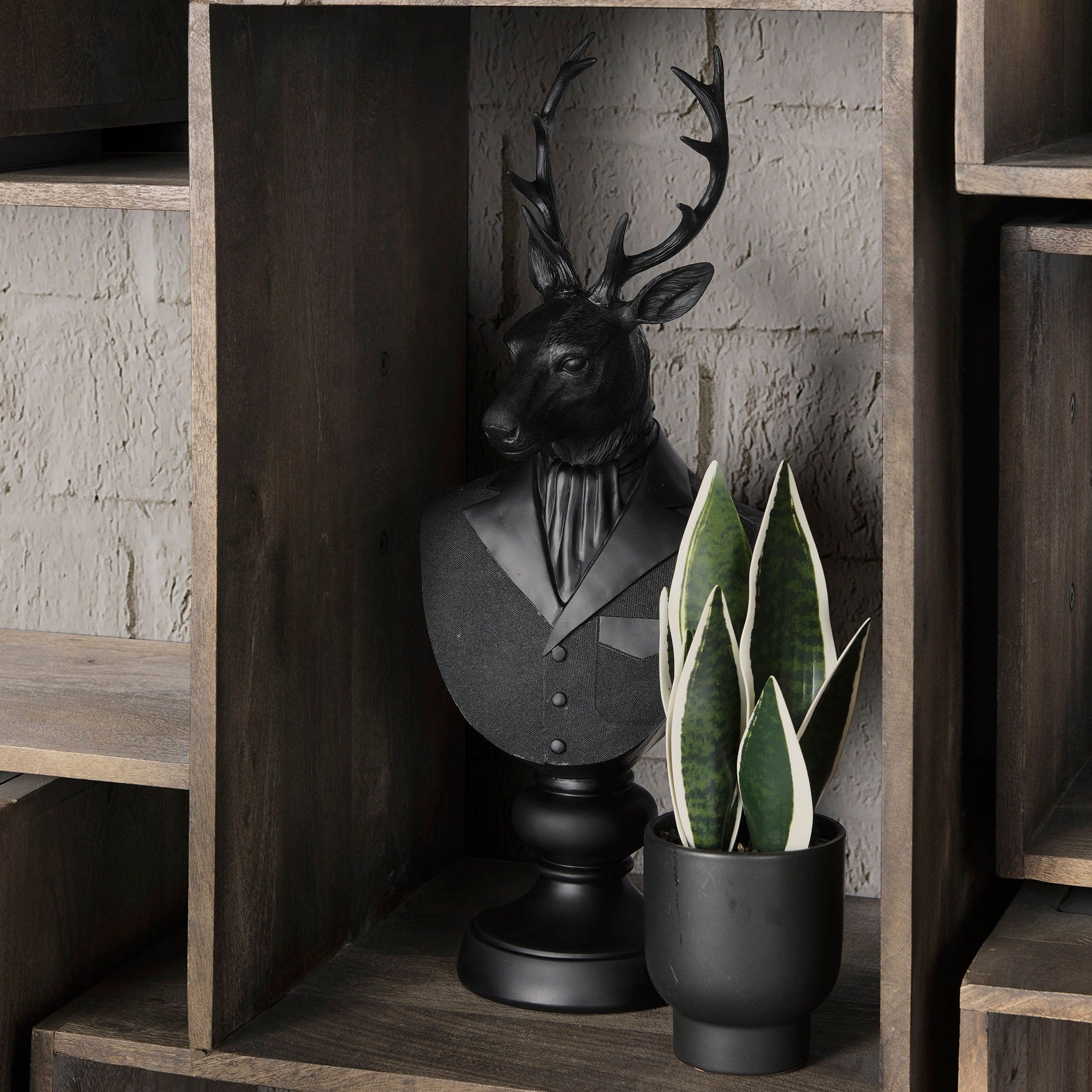 Mozart Black Resin Deer Bust
