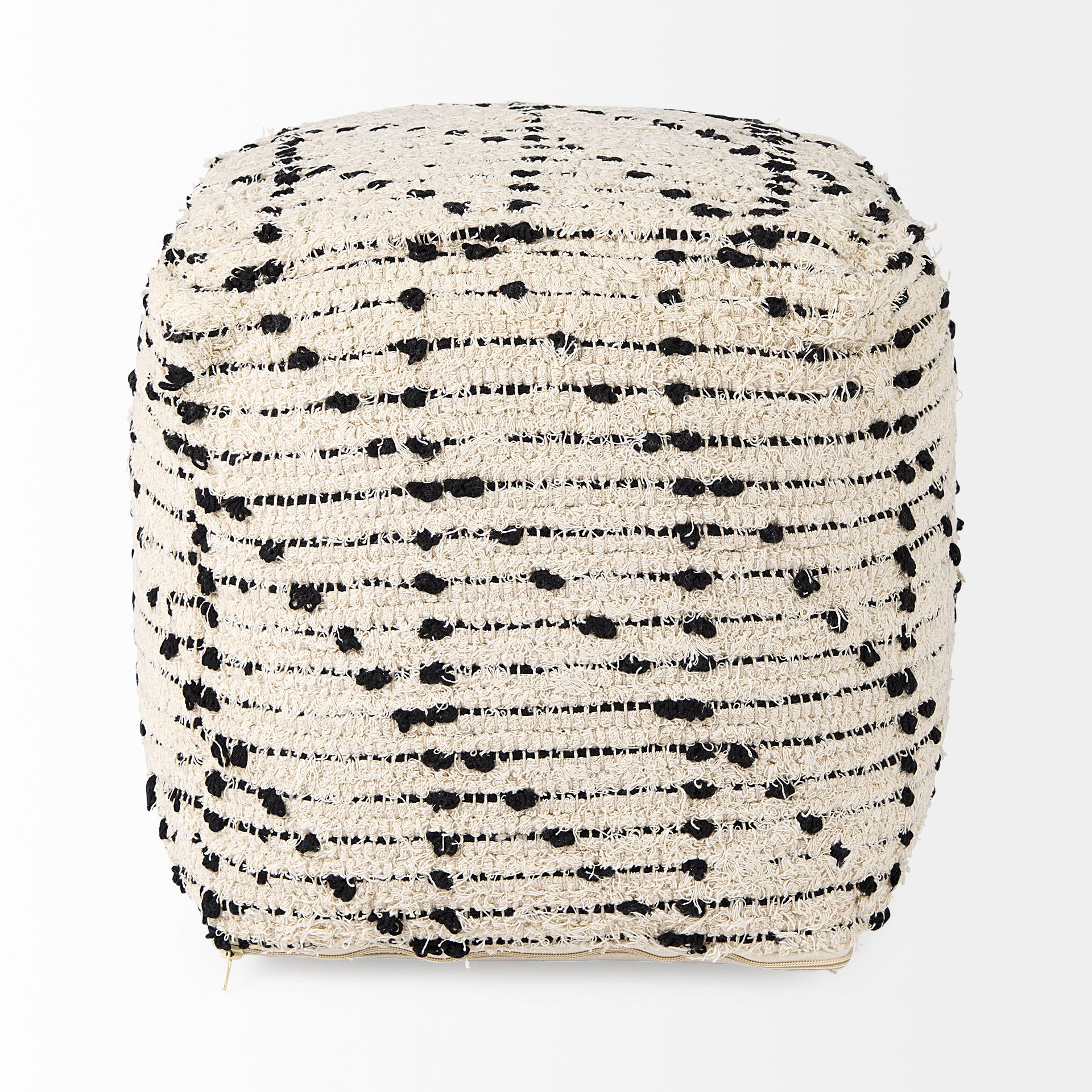 Aaohi Cream & Black Pouf