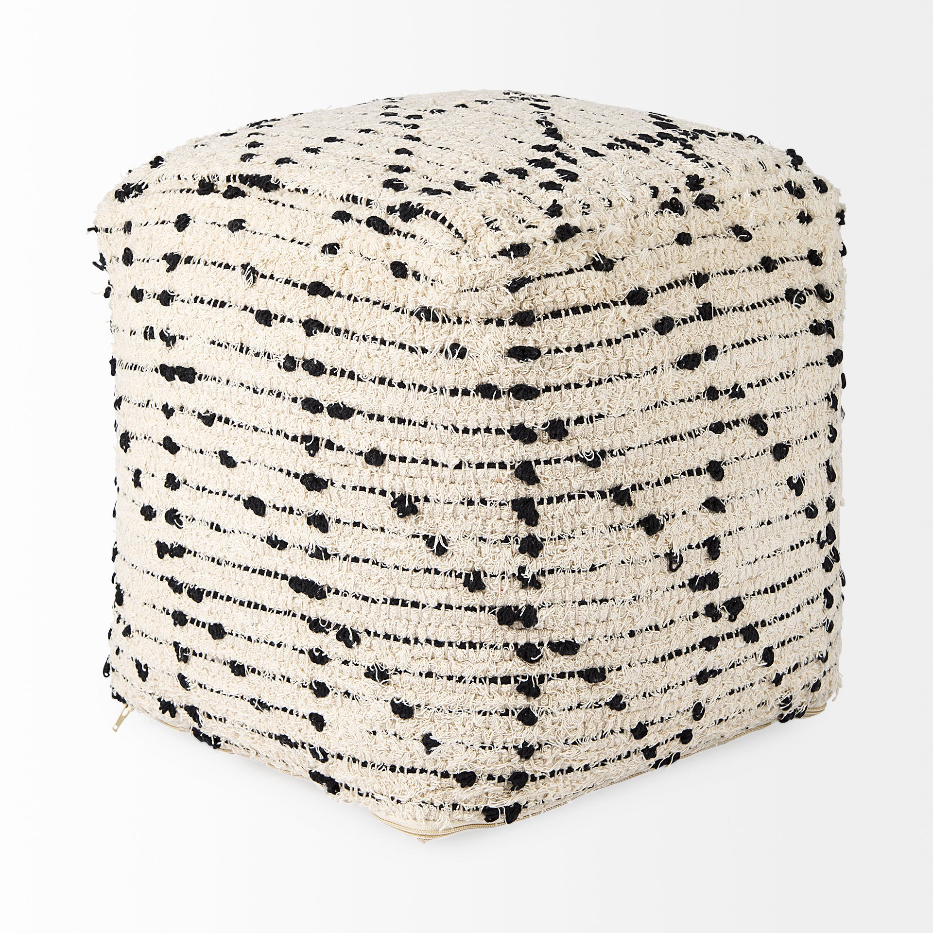 Aaohi Cream & Black Pouf