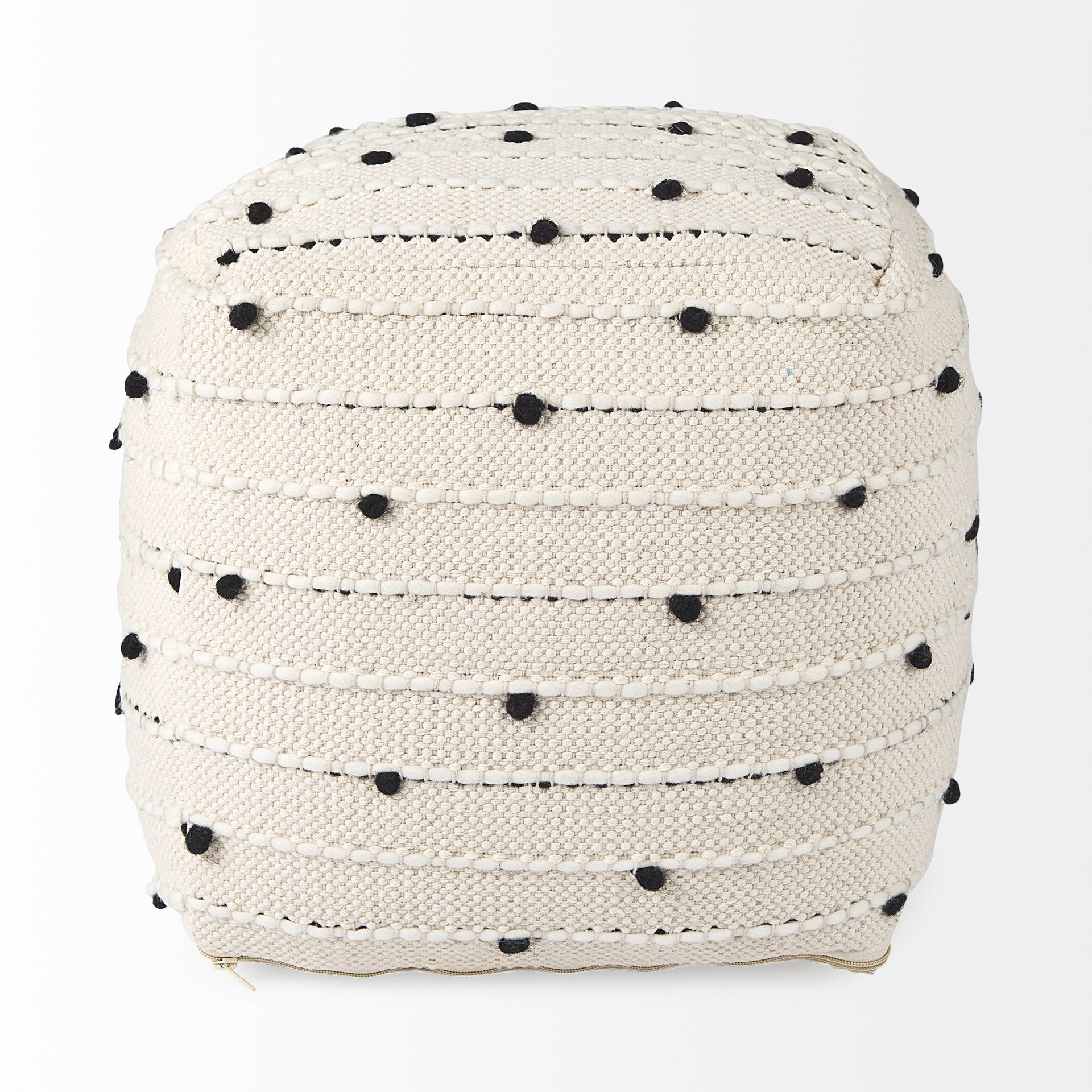 Amaira Cream Patterned Pouf