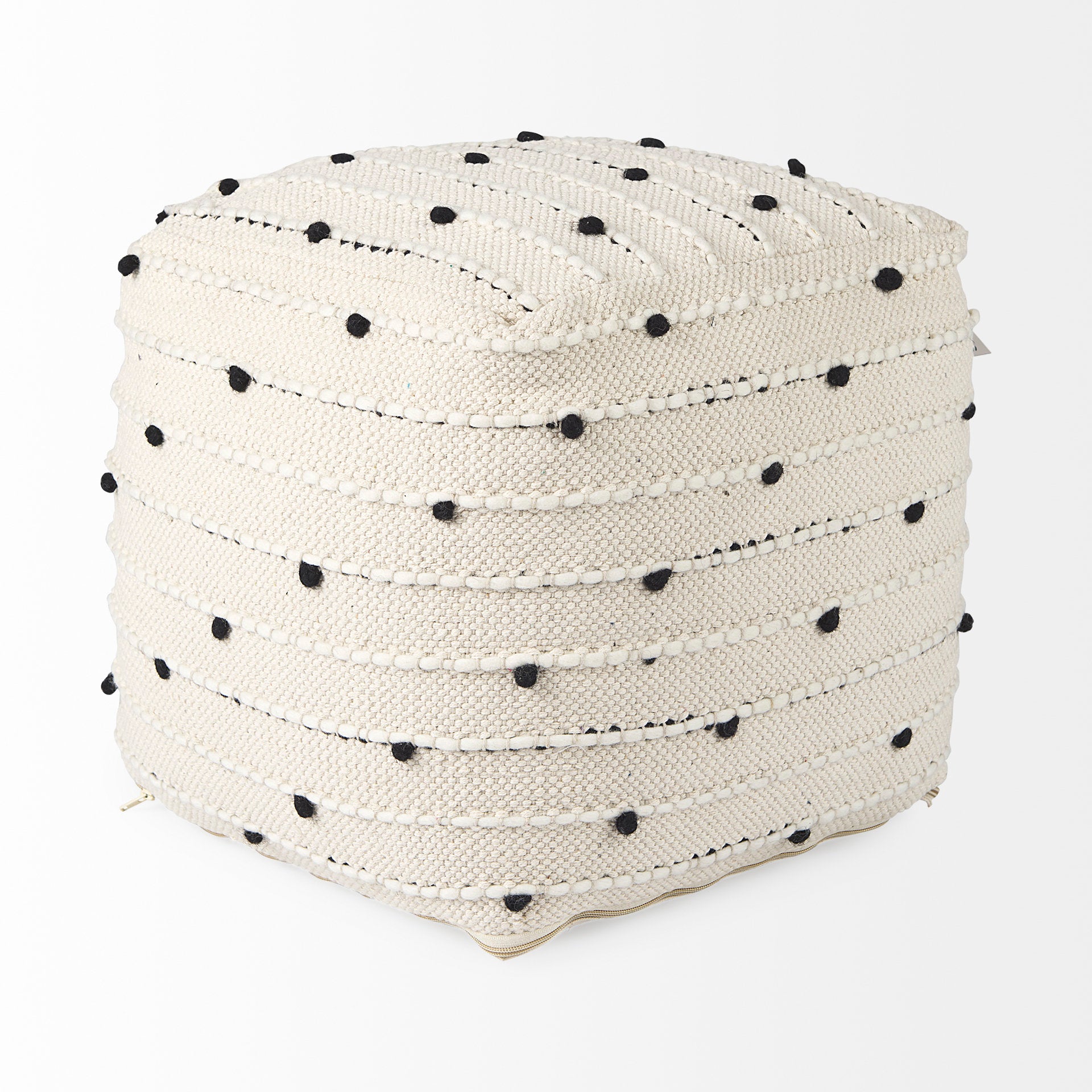 Amaira Cream Patterned Pouf